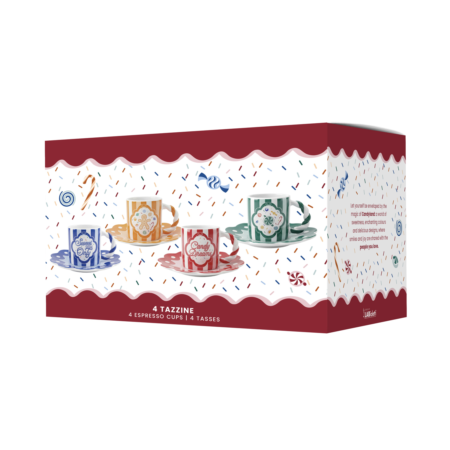 Bialetti - zestaw 4 filiżanek ze spodkami Candyland 80 ml