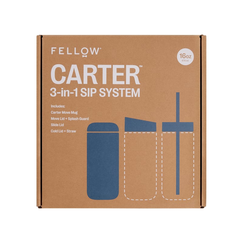 Fellow - Carter Move Mug 3 in 1 - Insulated Mug + 3 Lids Stone Blue 473ml