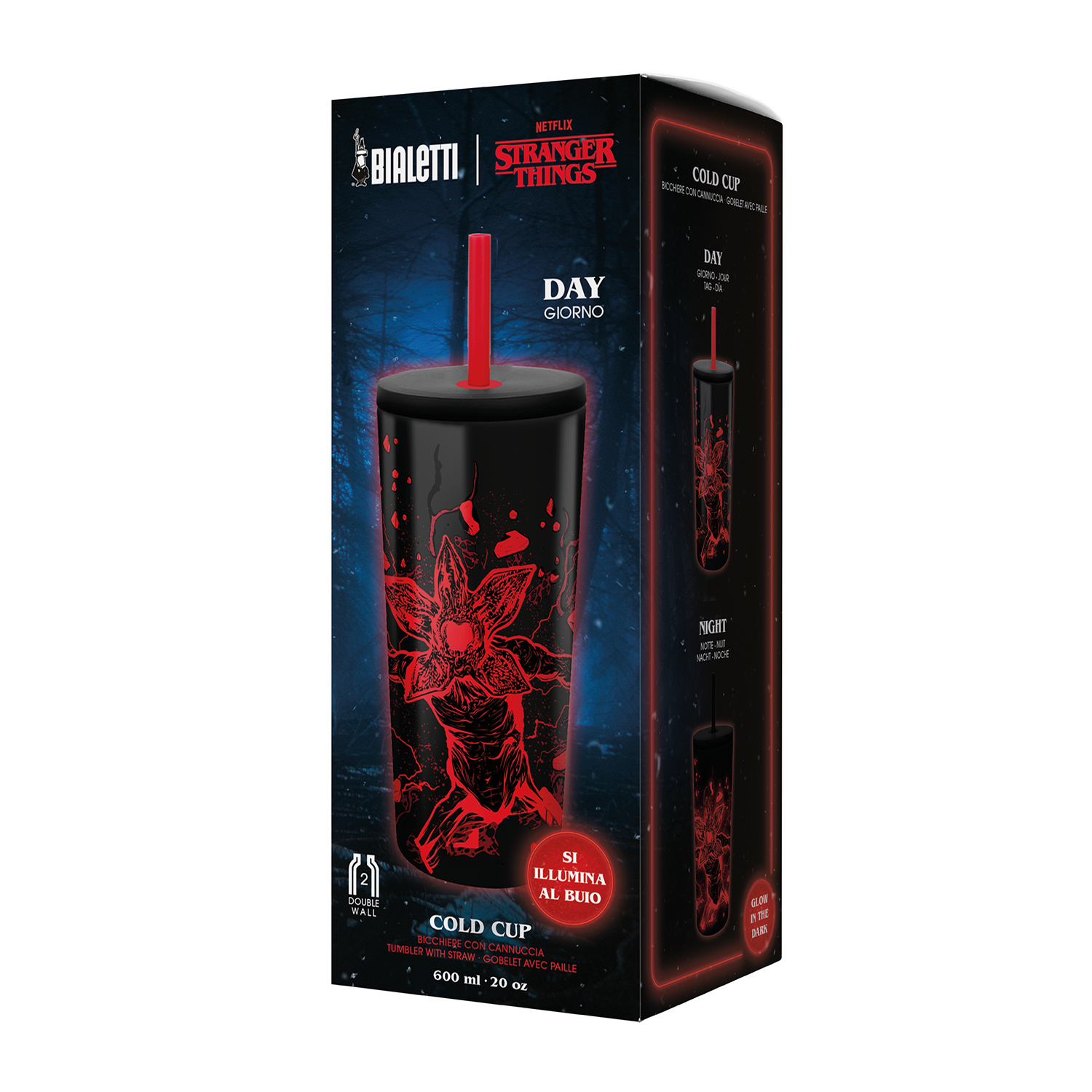 Bialetti - kubek termiczny ze słomką Stranger Things 600ml - świecący w ciemności