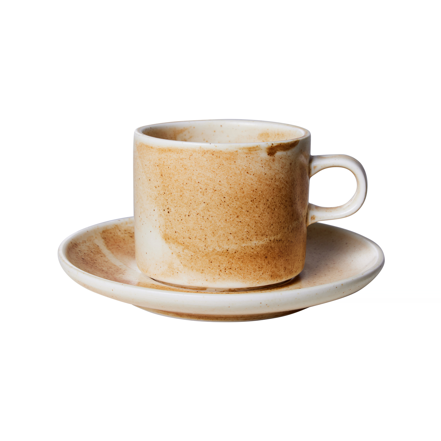 HKliving - Filiżanka  i spodek ceramiczny Chef Ceramics Rustic Cream/Brown 220ml