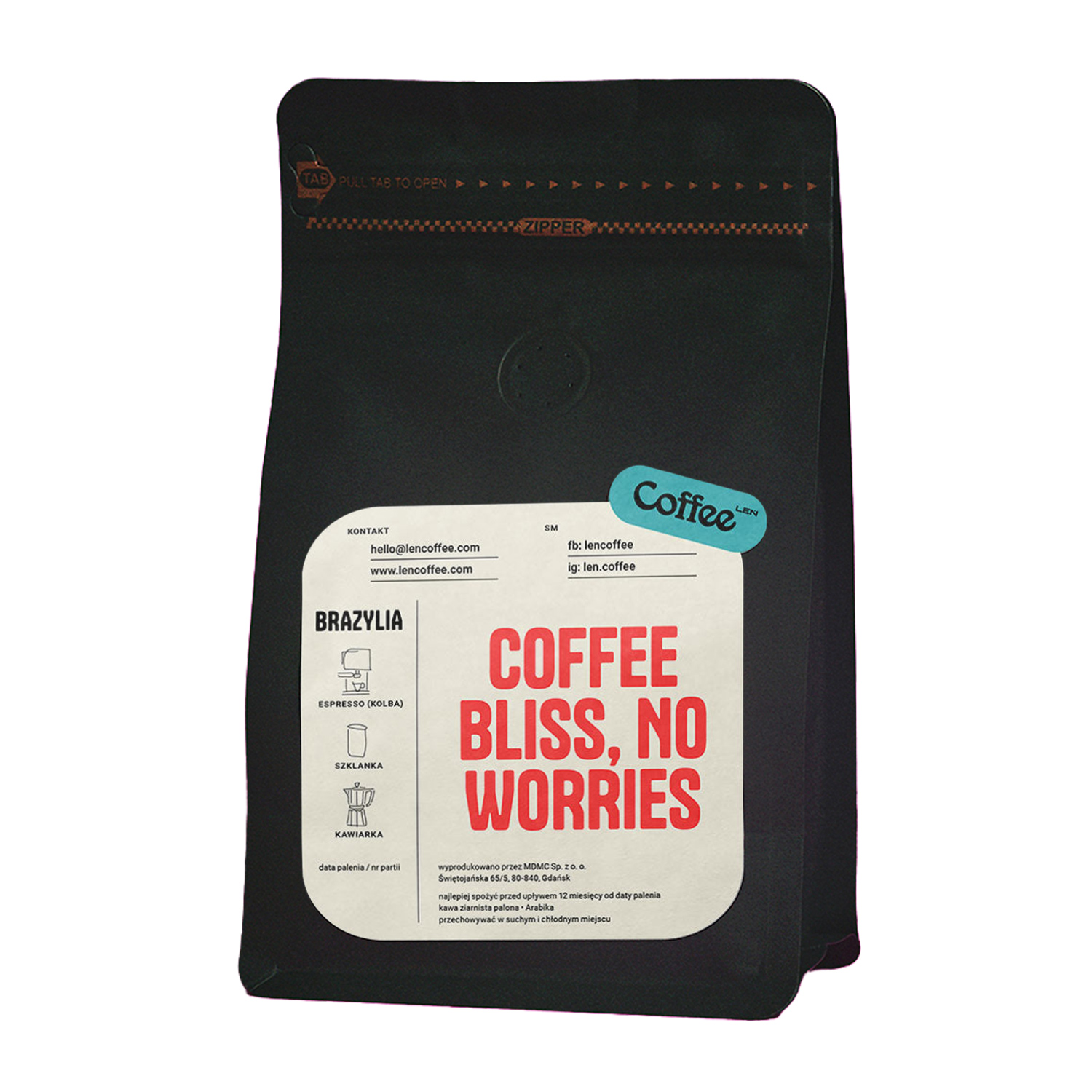 Leń Coffee - kawa ziarnista Brazylia Sul de Minas Natural Espresso 250 g