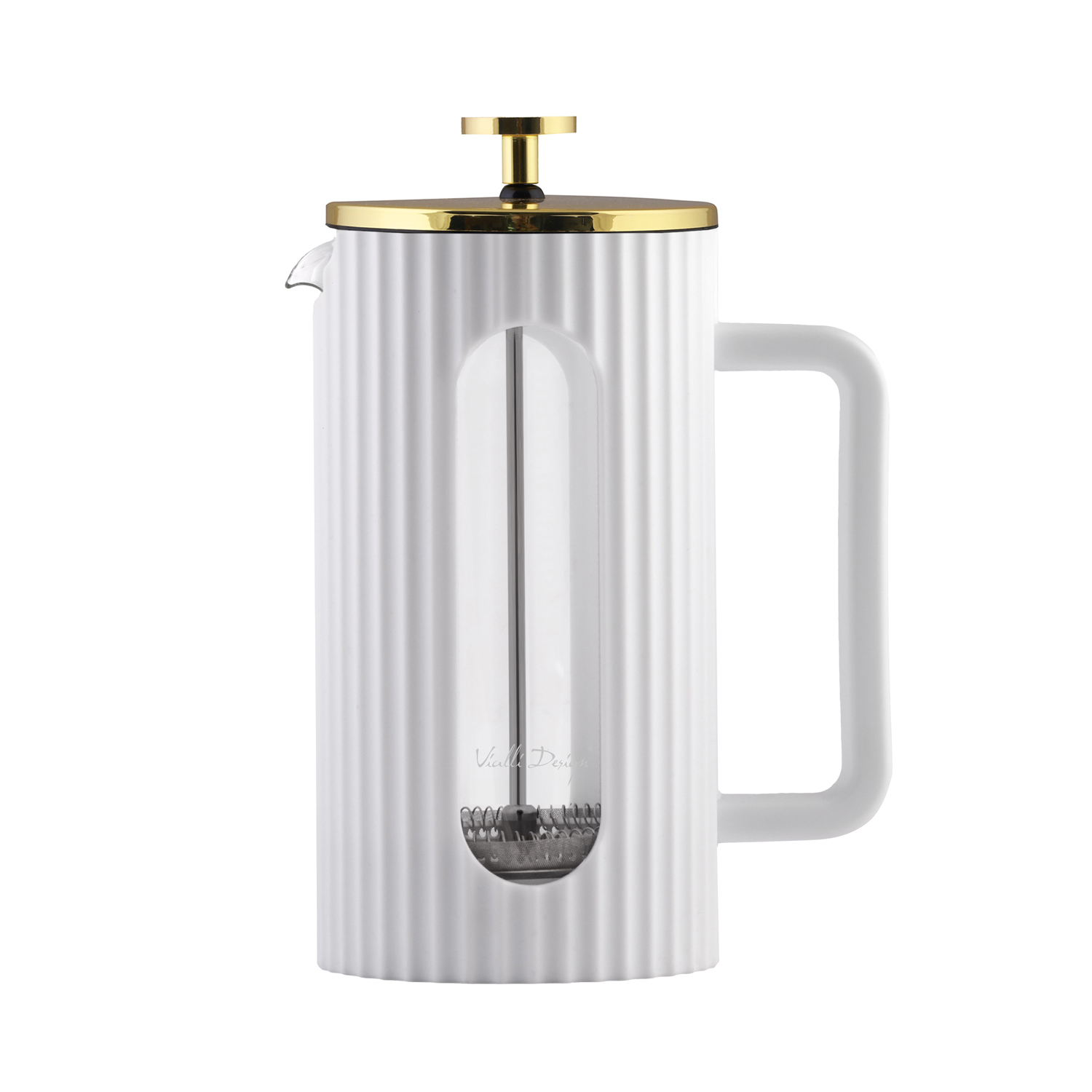 Vialli Design - French press Livio 1 l biało-złoty
