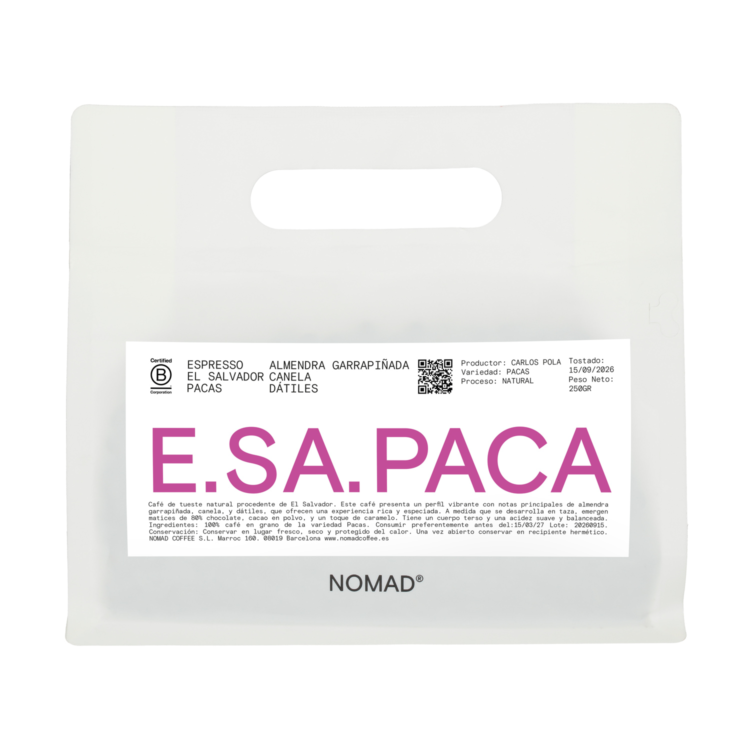 Nomad - El Salvador Pacas Natural Espresso 250 g