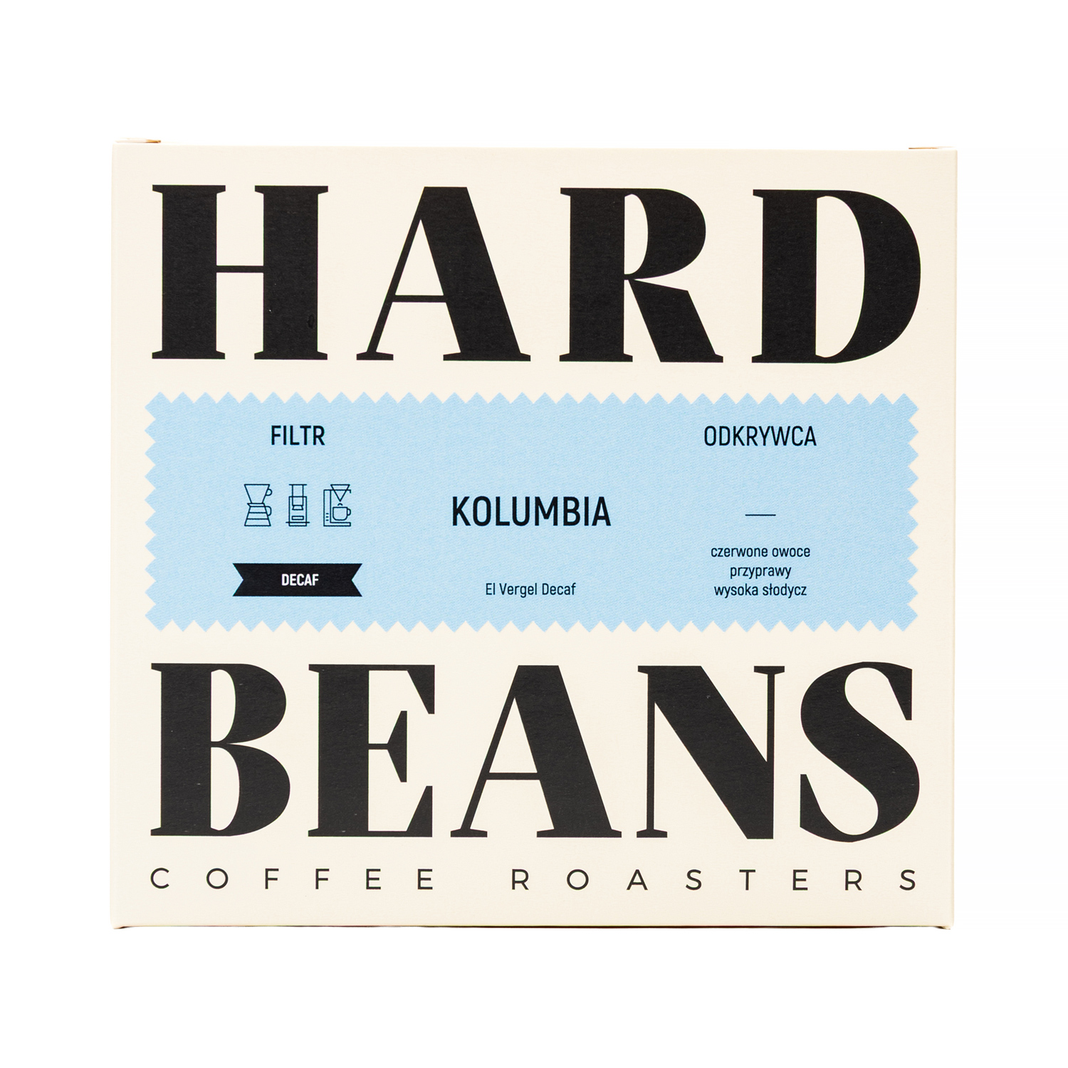 Hard Beans - bezkofeinowa kawa ziarnista Kolumbia El Vergel Decaf Filter 250 g