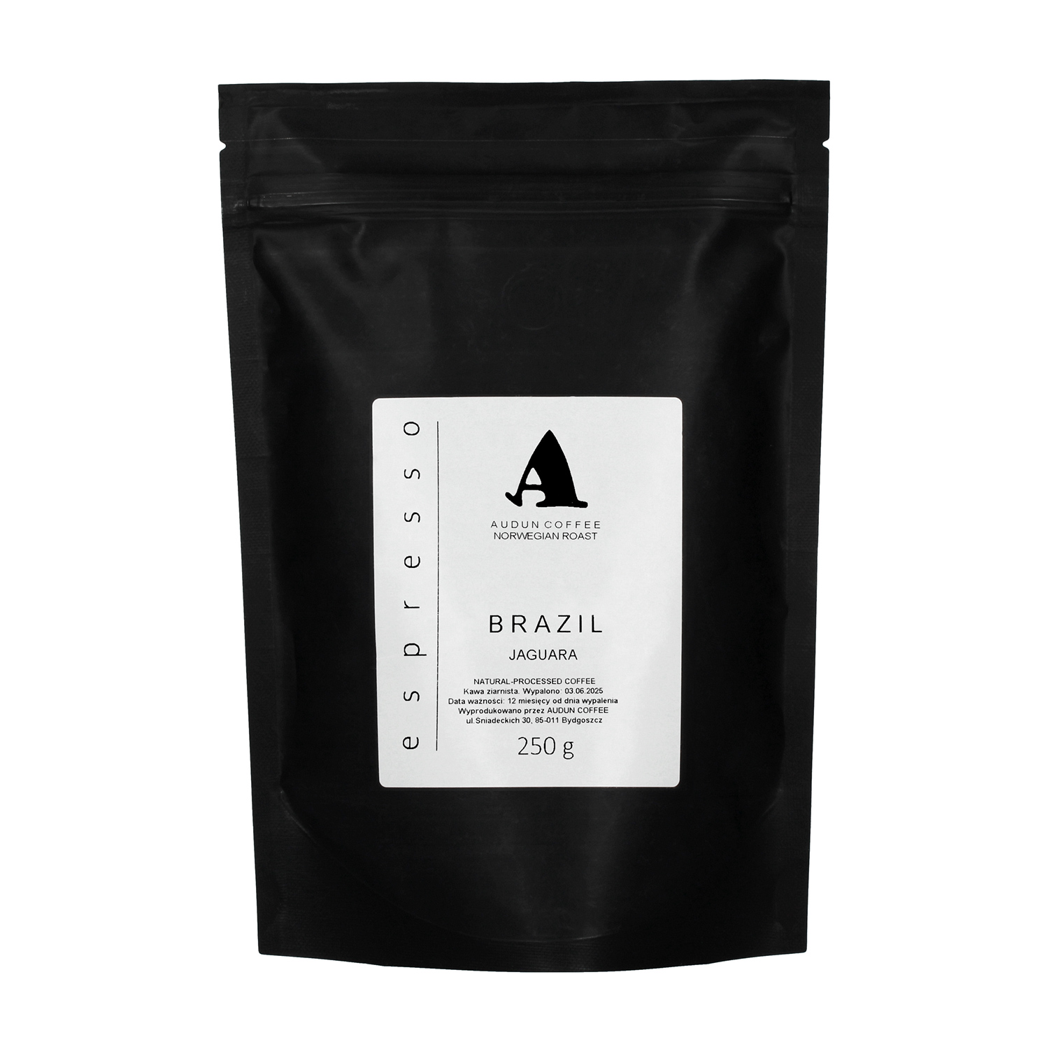 Audun Coffee - kawa ziarnista Brazylia Jaguara Natural Espresso 250 g