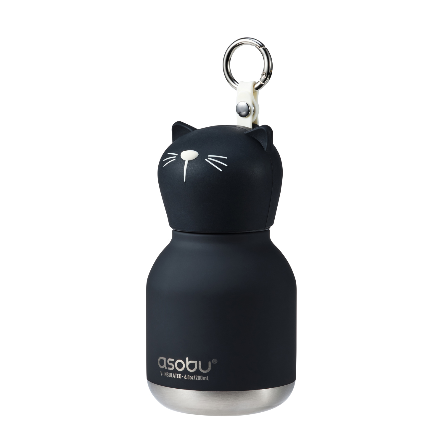 Asobu - Mini Bestie Czarny Kot - Butelka termiczna ze słomką 200ml