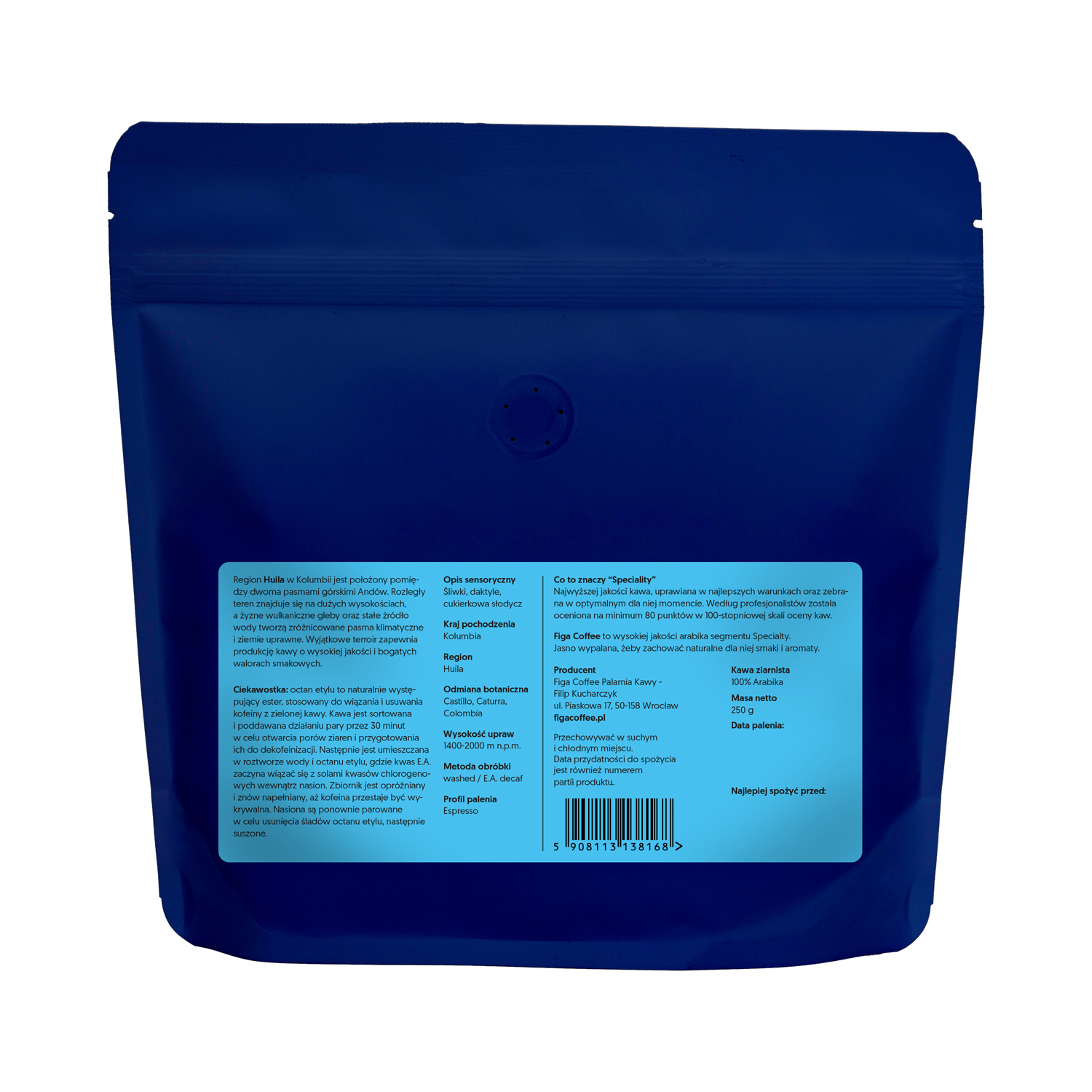 Figa Coffee - Colombia Huila de Caña Decaf Espresso 250 g