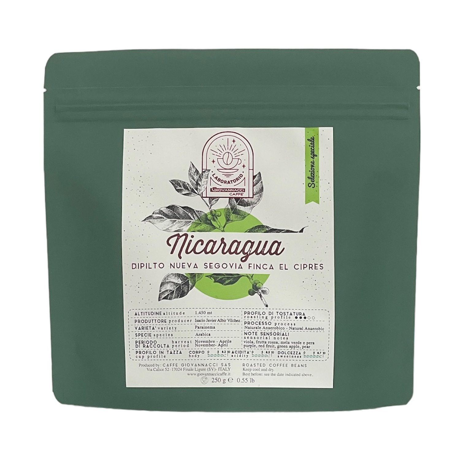 Giovannacci Caffe - Nikaragua Nueva Segovia Finca El Cipres Natural Anaerobic Omniroast 250g