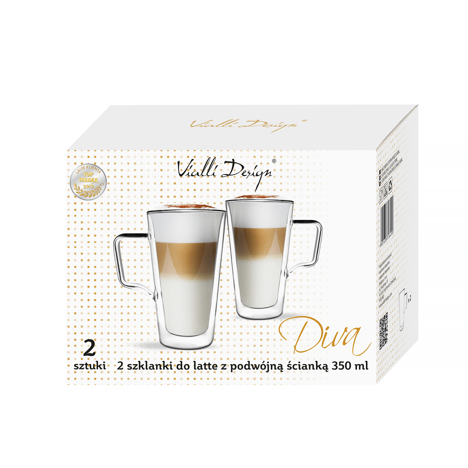 Vialli Design - Diva Set of 2 Latte Glasses 350ml