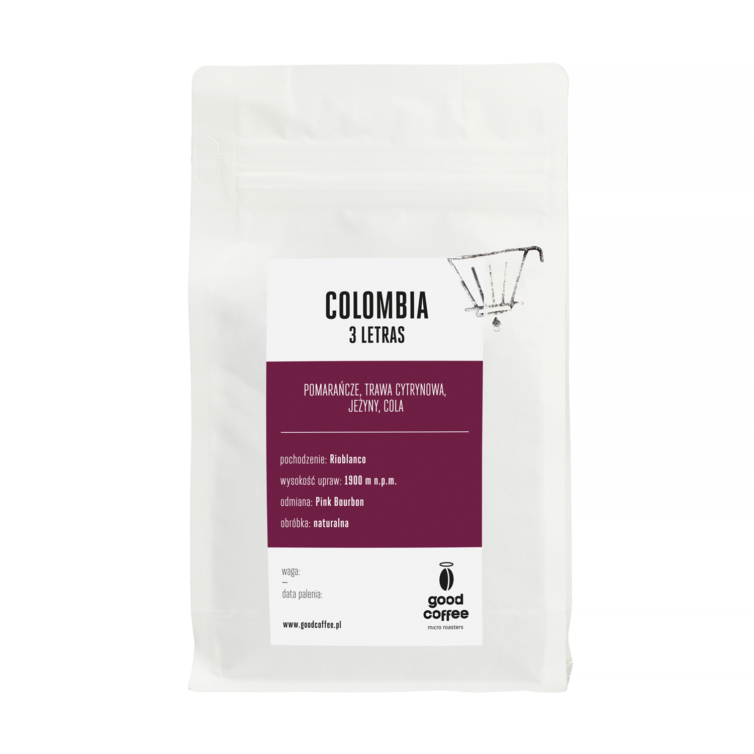 Good Coffee Kolumbia 3 Letras Pink Bourbon Natural FIL 250g, kawa ziarnista