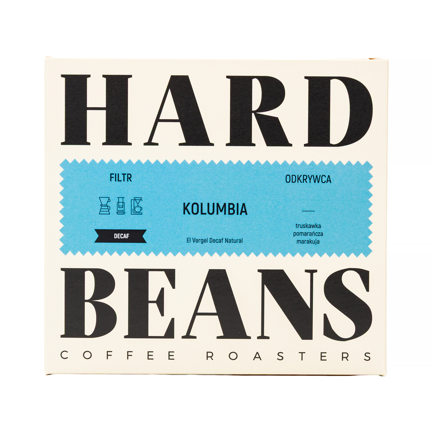 Hard Beans - kawa ziarnista bezkofeinowa Kolumbia El Vergel Natural Decaf Filter 250 g