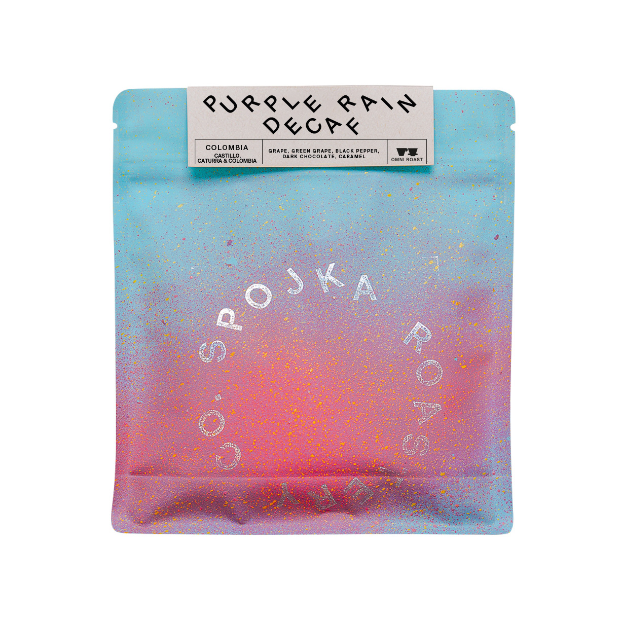 Spojka - kawa ziarnista bezkofeinowa Kolumbia Purple Rain Honey Grape Sugarcane Omniroast 200 g