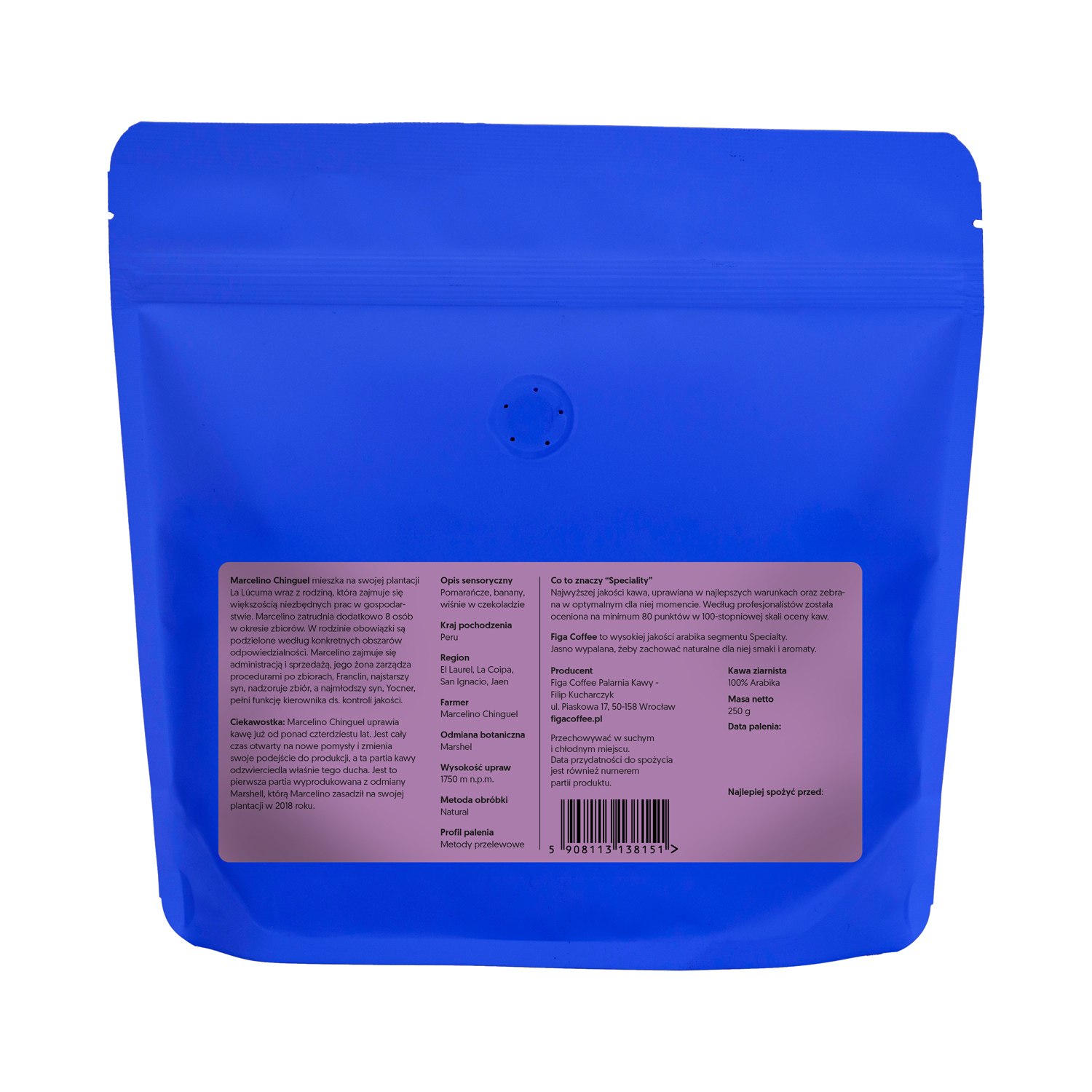 Figa Coffee - kawa ziarnista Peru Marcelino Chinguel Natural Filter 250 g