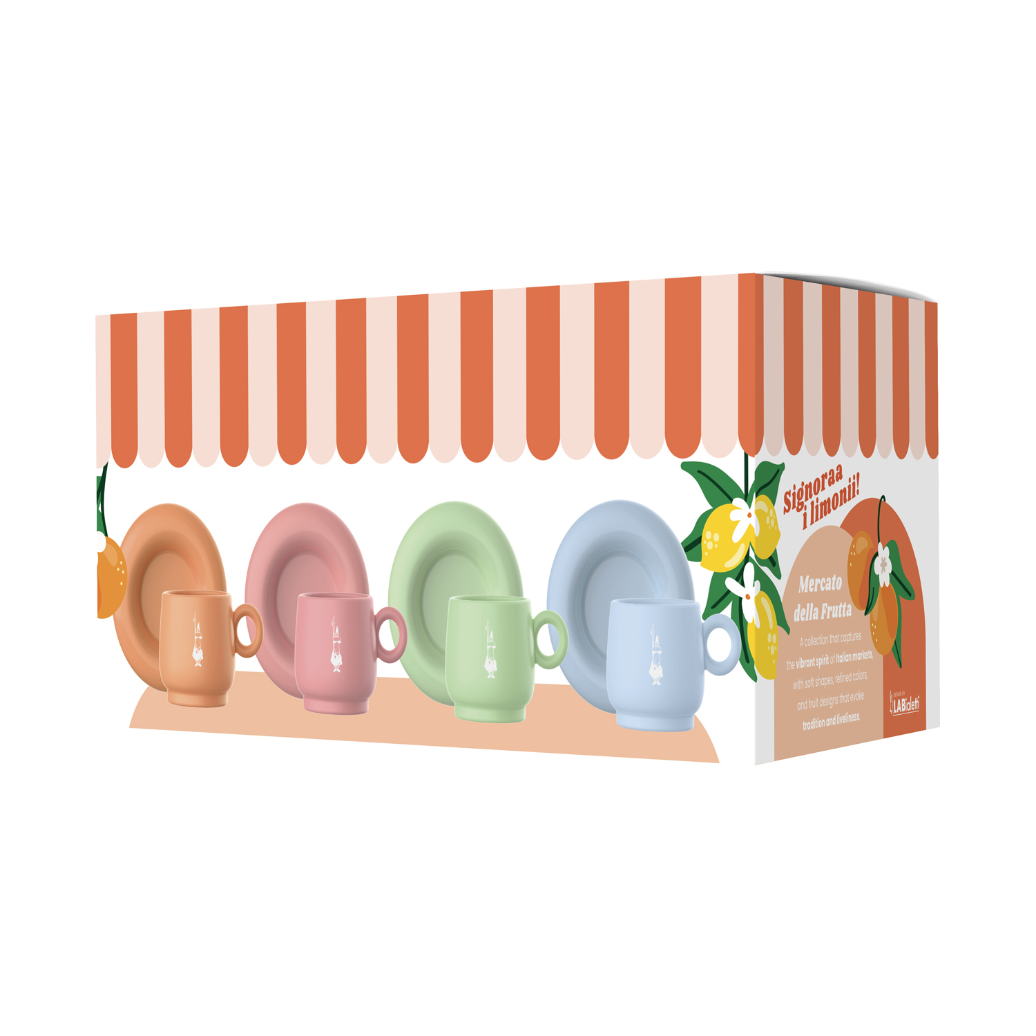 Bialetti - Fruit Vibes - zestaw 4 filiżanek 60ml ze spodkami