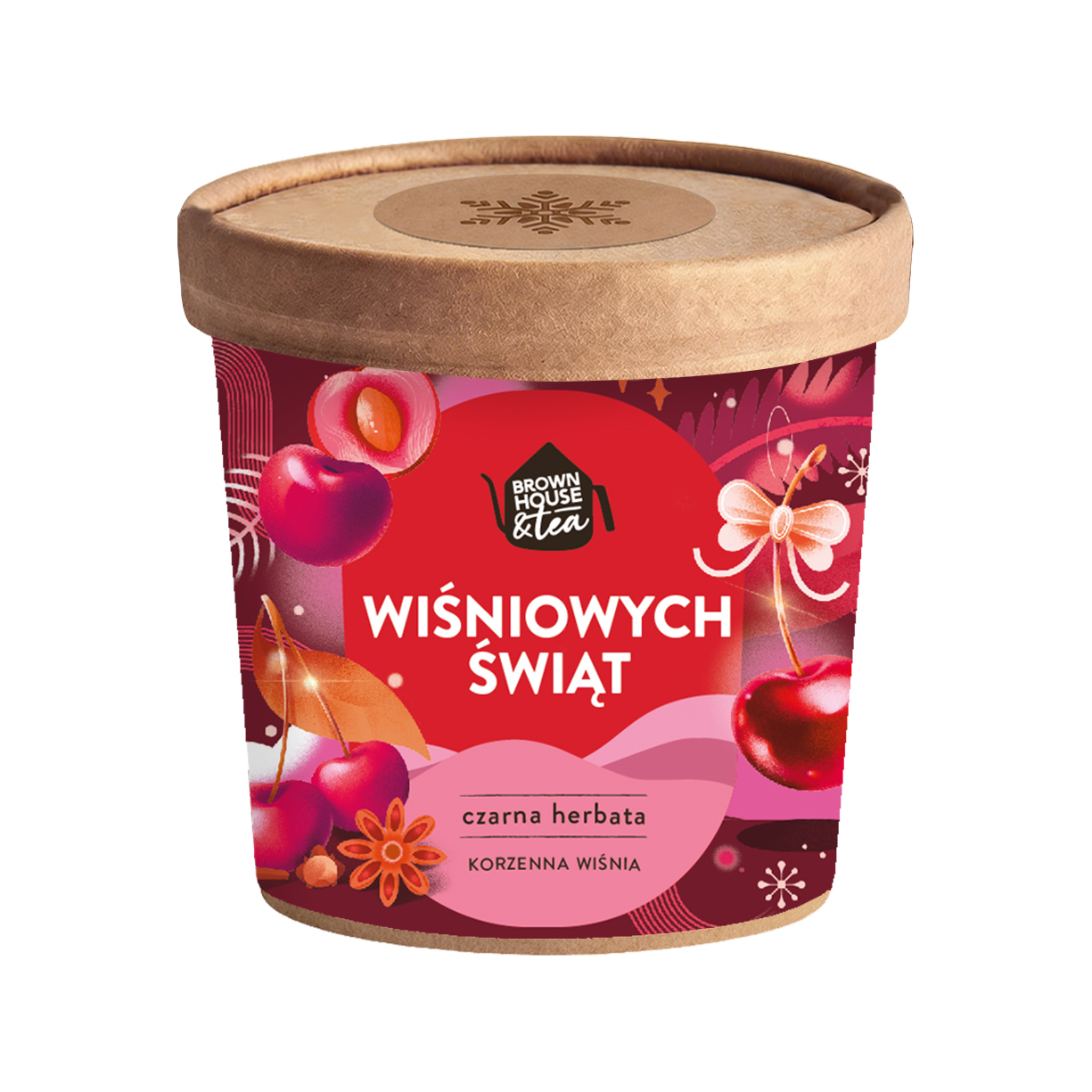 Brown House & Tea - Herbata czarna sypana o smaku korzennej wiśni Wiśniowych Świąt 50 g