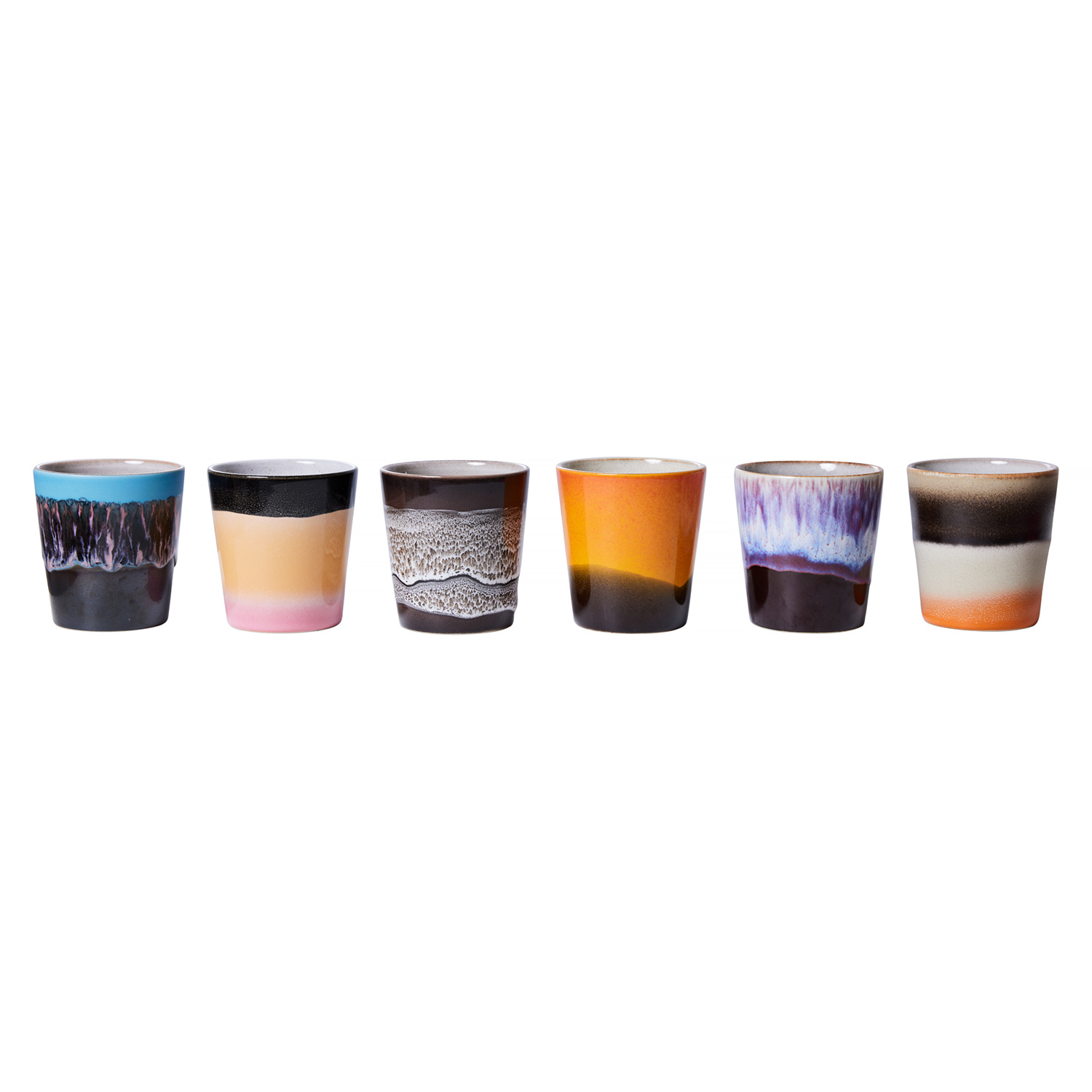 HKliving - Stellar Set of 6 70s Ceramic Mugs 180ml