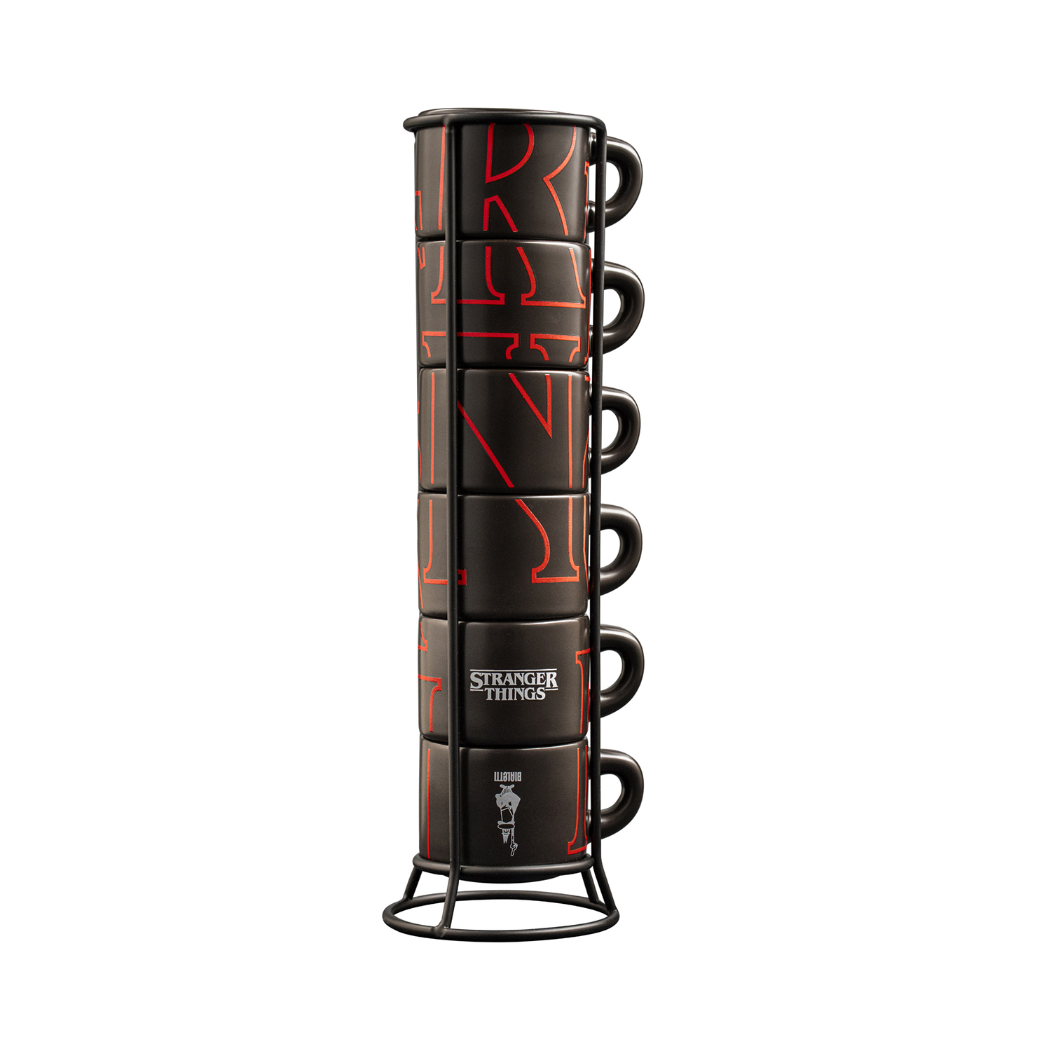 Bialetti - Zestaw 6 filiżanek do espresso na stojaku Stranger Things - świecący w ciemności