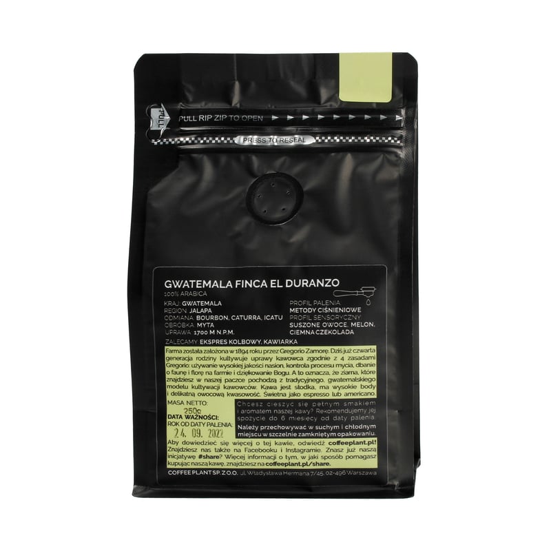 COFFEE PLANT - Gwatemala Finca El Duranzo Espresso 250g (outlet)