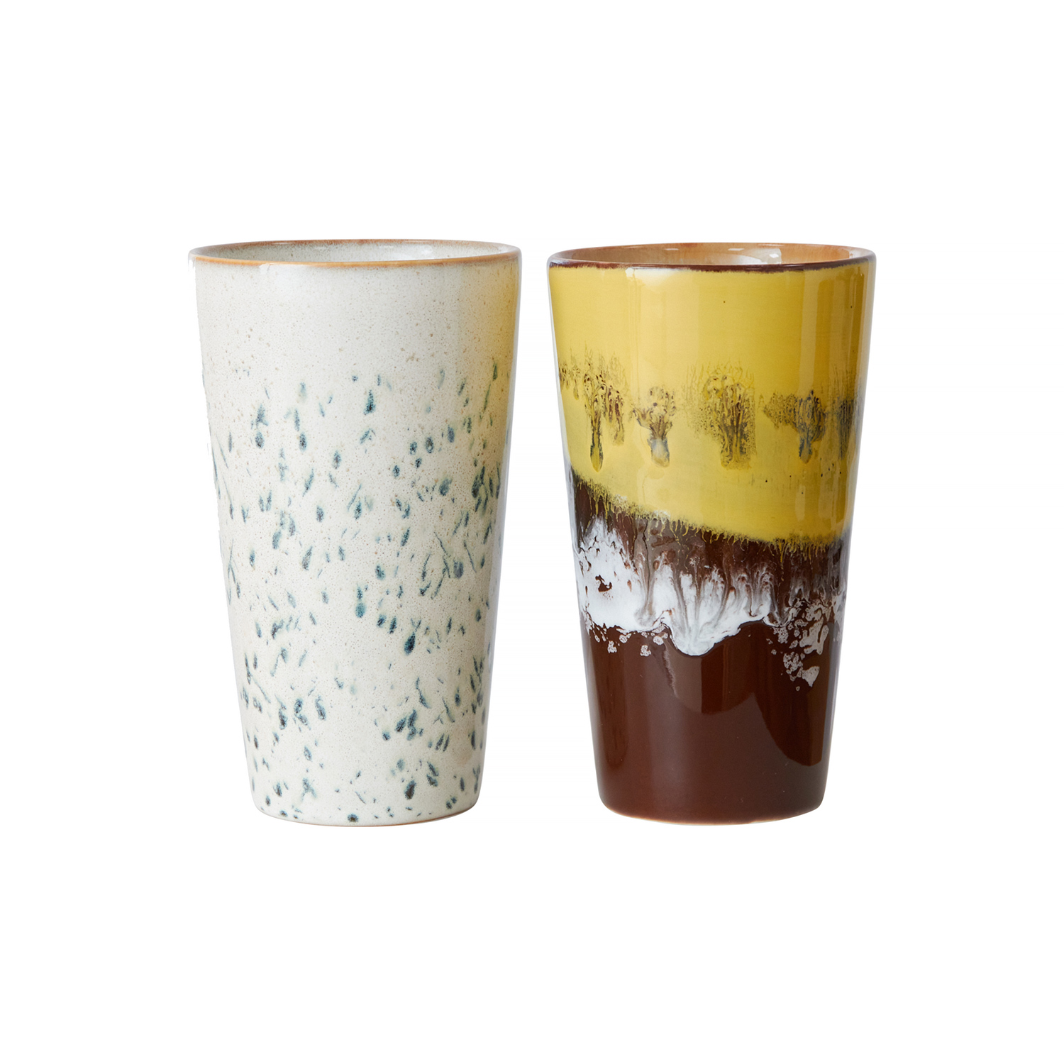 HKliving - Brine Latte Set of 2 70s Ceramic Mugs 300ml