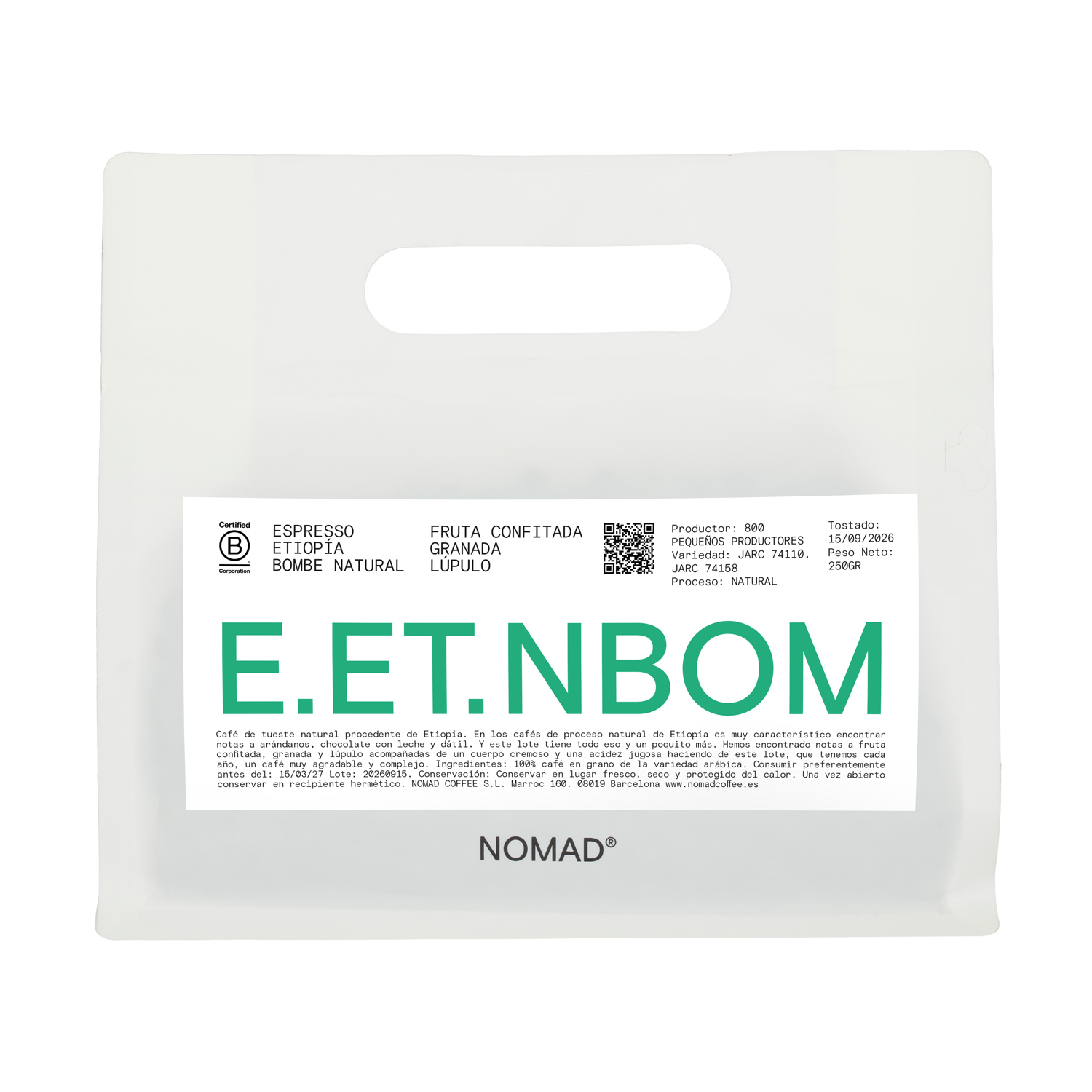 Nomad - Ethiopia Bombe Natural Espresso 250 g
