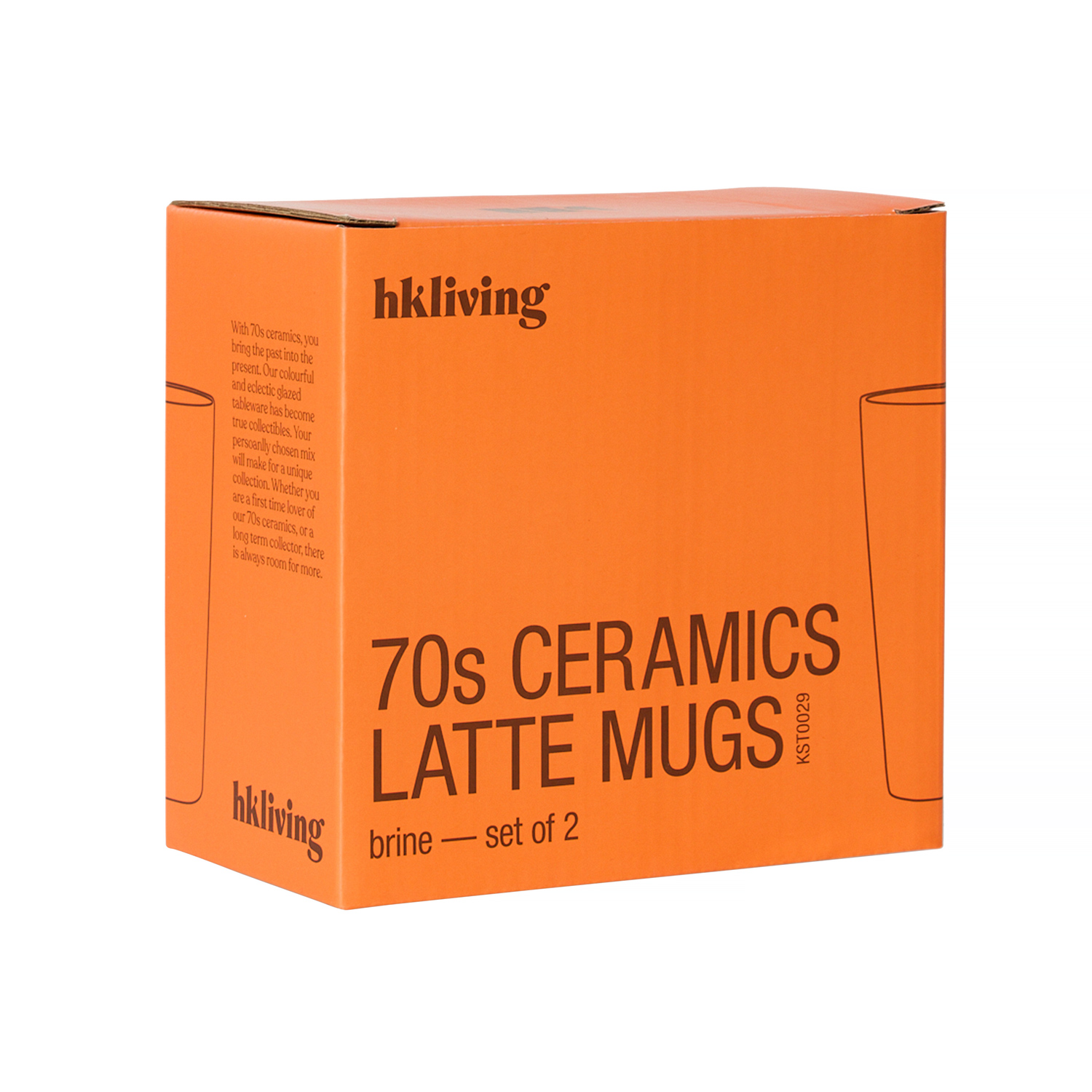 HKliving - Brine Latte Set of 2 70s Ceramic Mugs 300ml