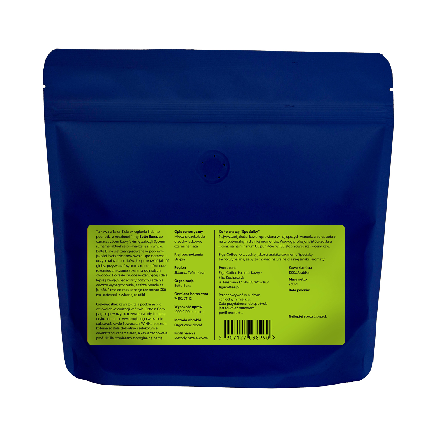 Figa Coffee - Ethiopia Bette Buna Decaf Sugar Cane Filter 250 g