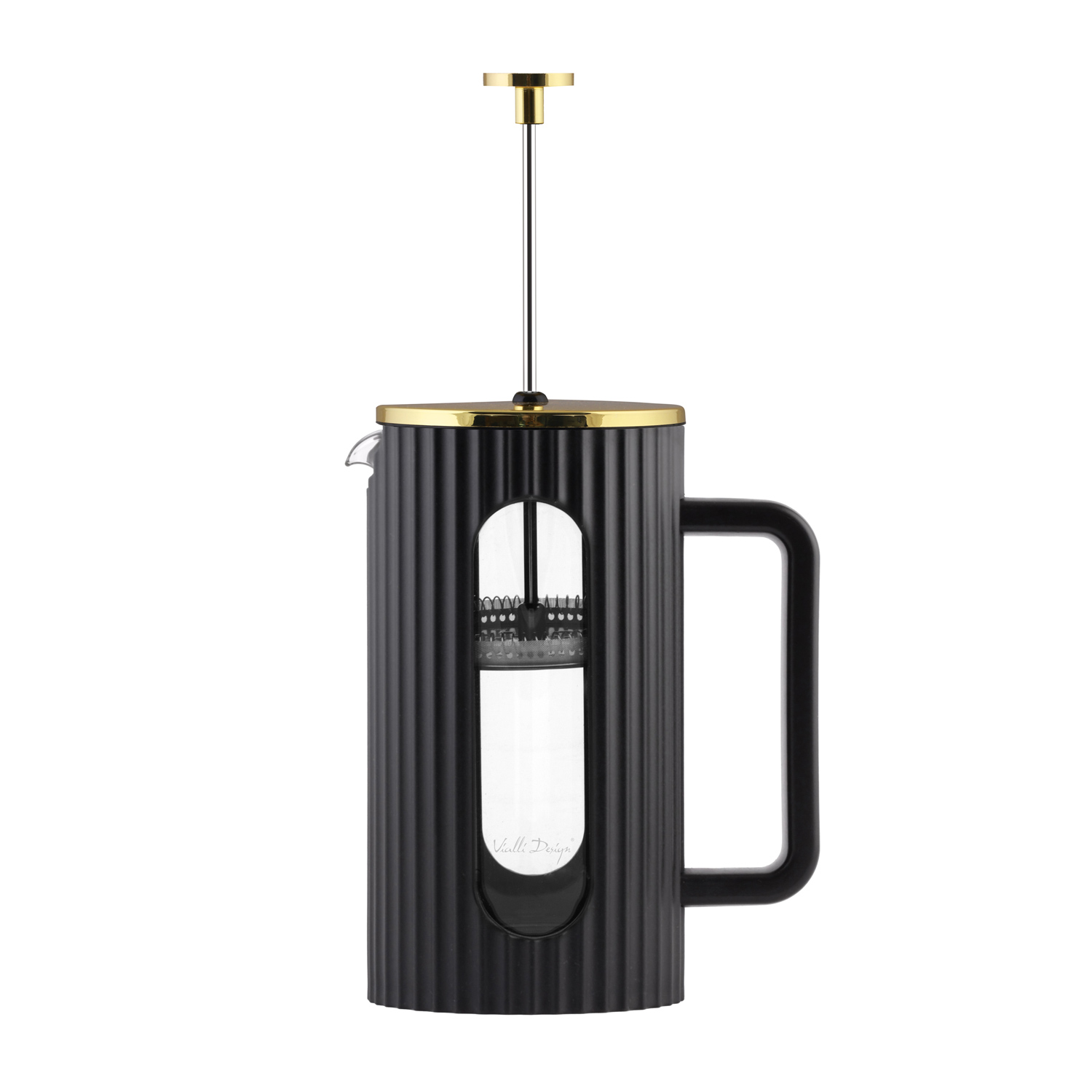 Vialli Design - french press szklany LIVIO 1l czarno-złoty