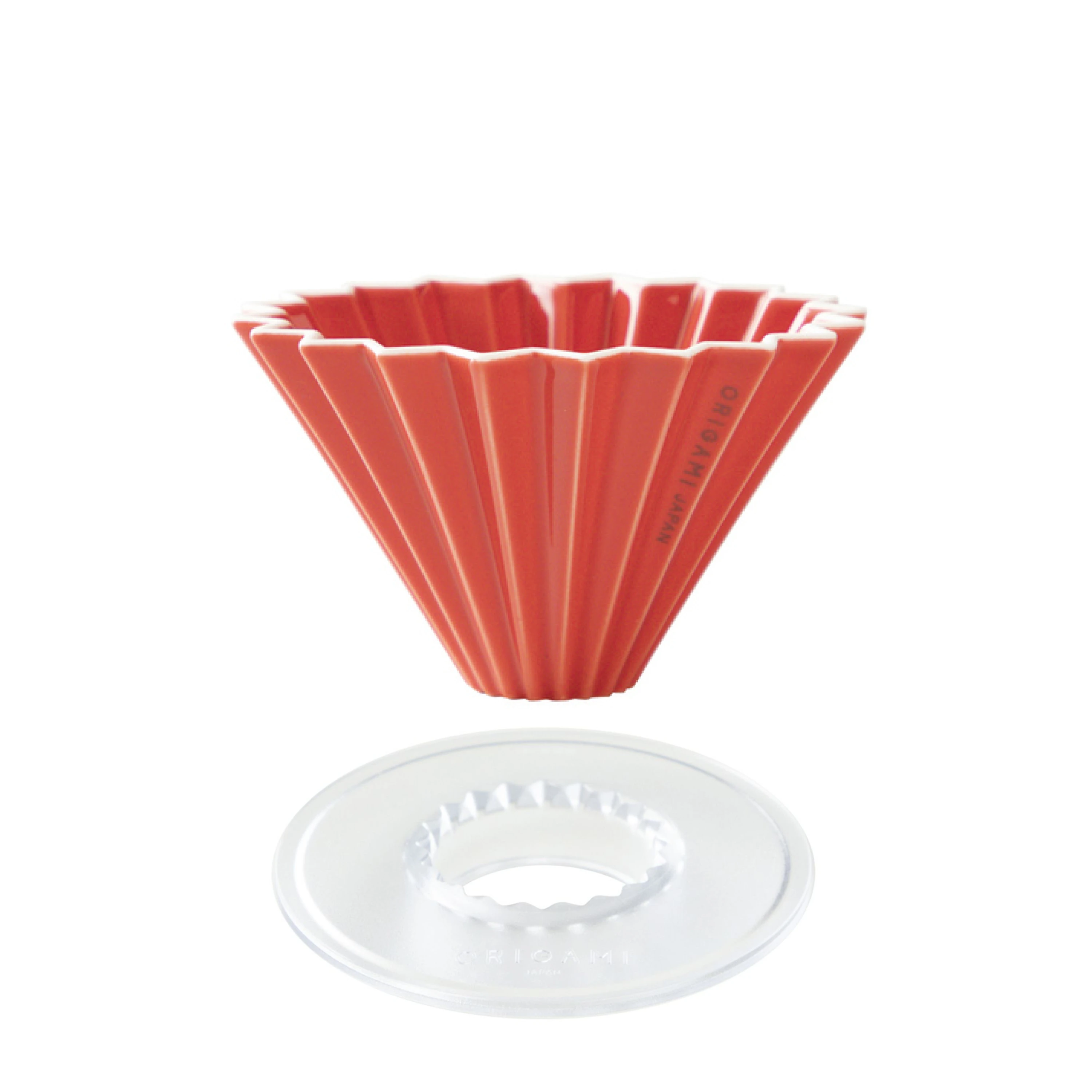Zestaw ORIGAMI Dripper S Czerwony + Podstawka z żywicy 