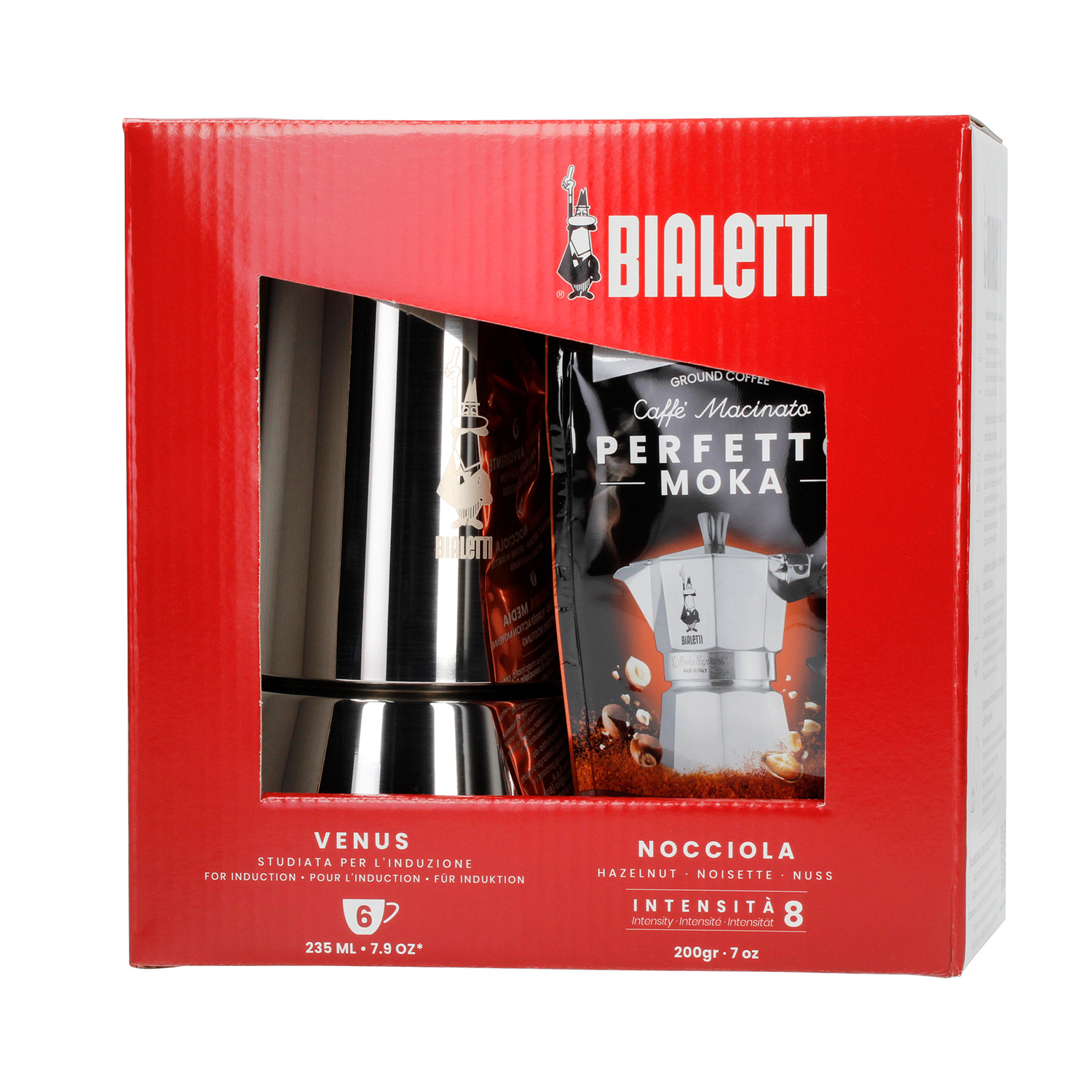 Bialetti Set: New Venus 6tz + Perfetto Moka Nocciola Coffee 200g