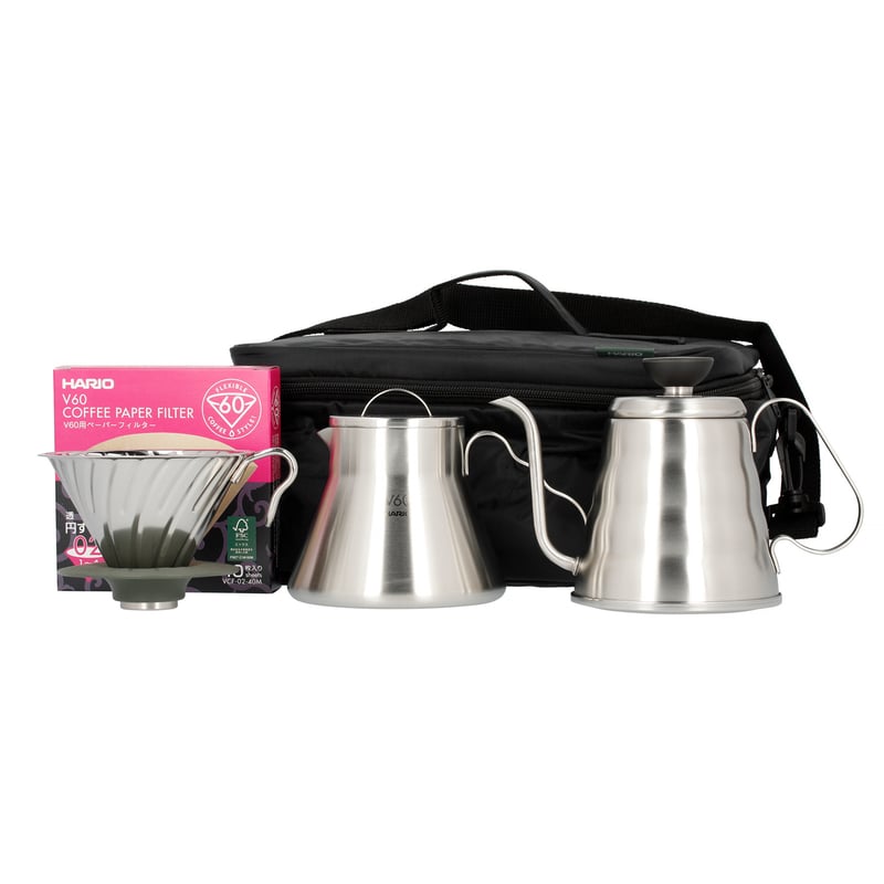 Hario - Outdoor Coffee Basic Set - Zestaw akcesoriów kawowych z torbą