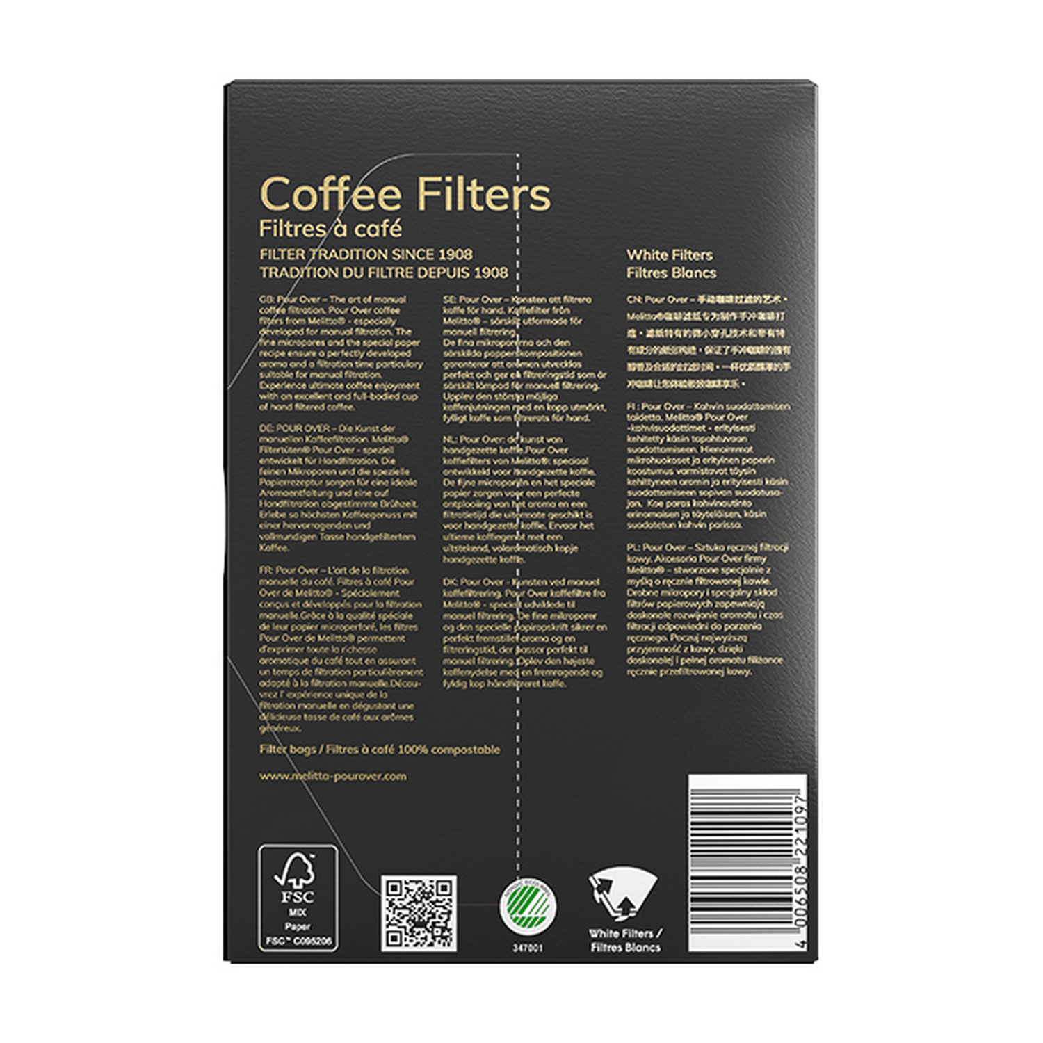 Melitta - Paper Coffee Filters 1x4 - Pour Over - 40 pieces