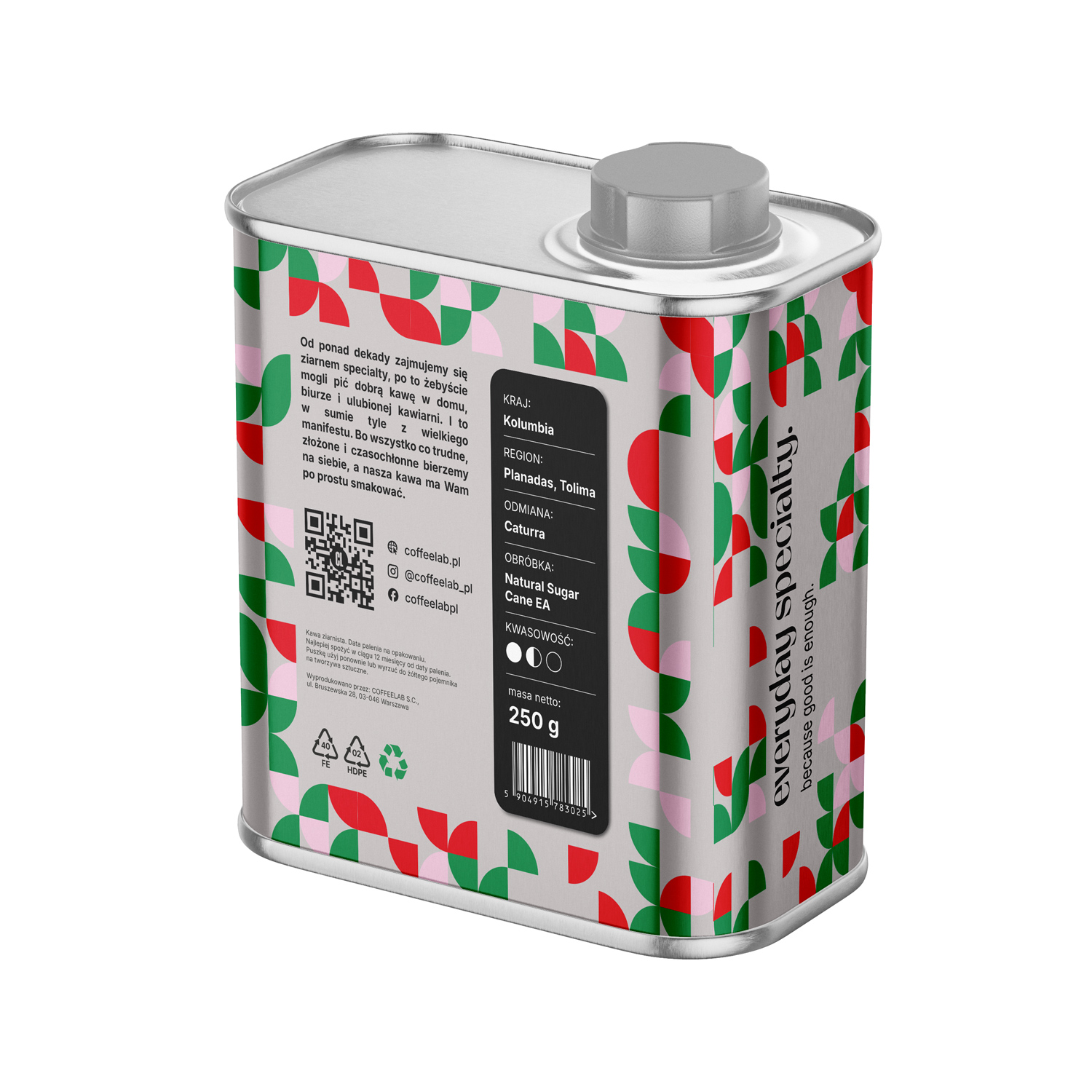 COFFEELAB - kawa ziarnista bezkofeinowa Kolumbia El Indio Natural Filter 250 g