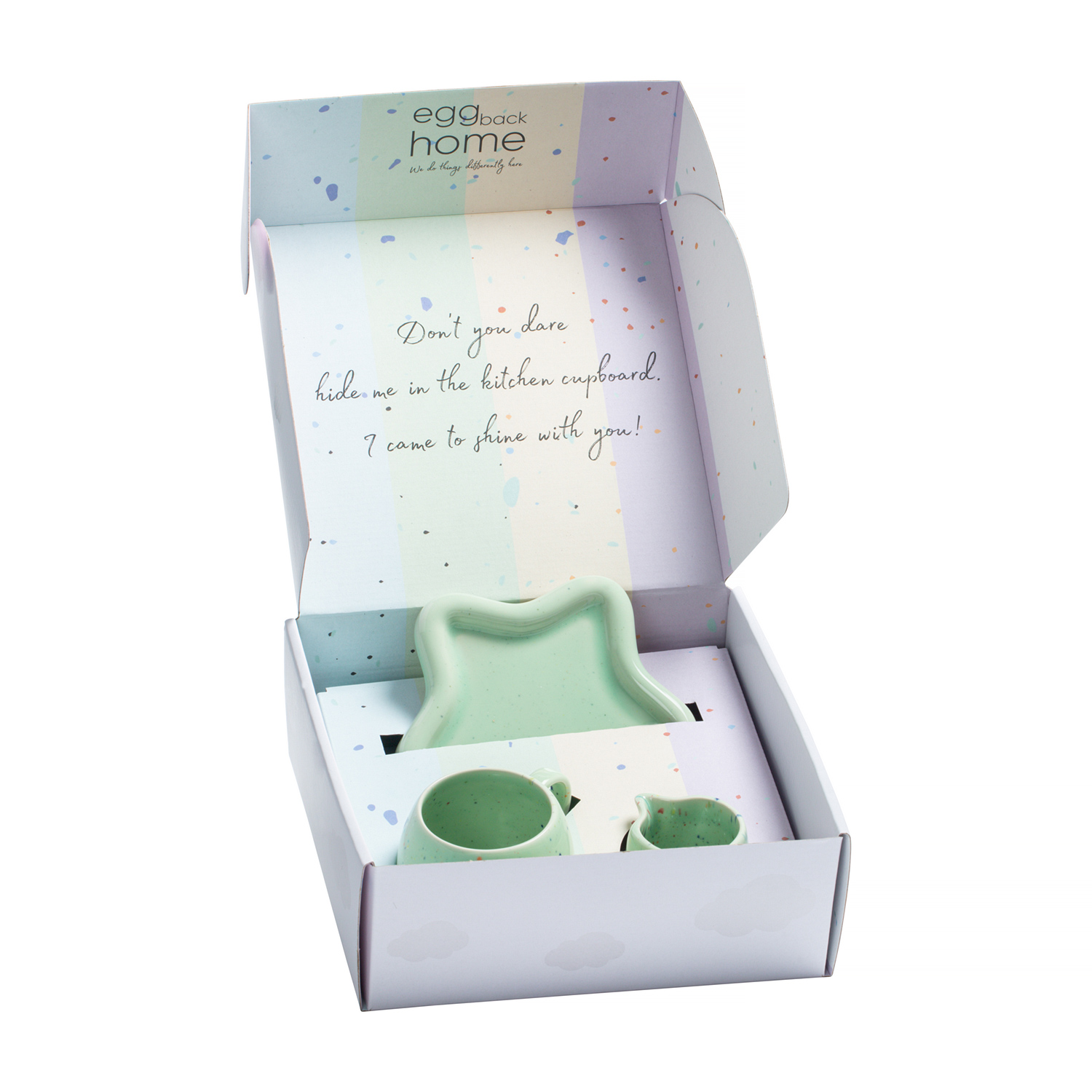Egg Back Home - Magic Breakfast Set - Mug 250 ml + Tray + Milk Jug 110 ml Green