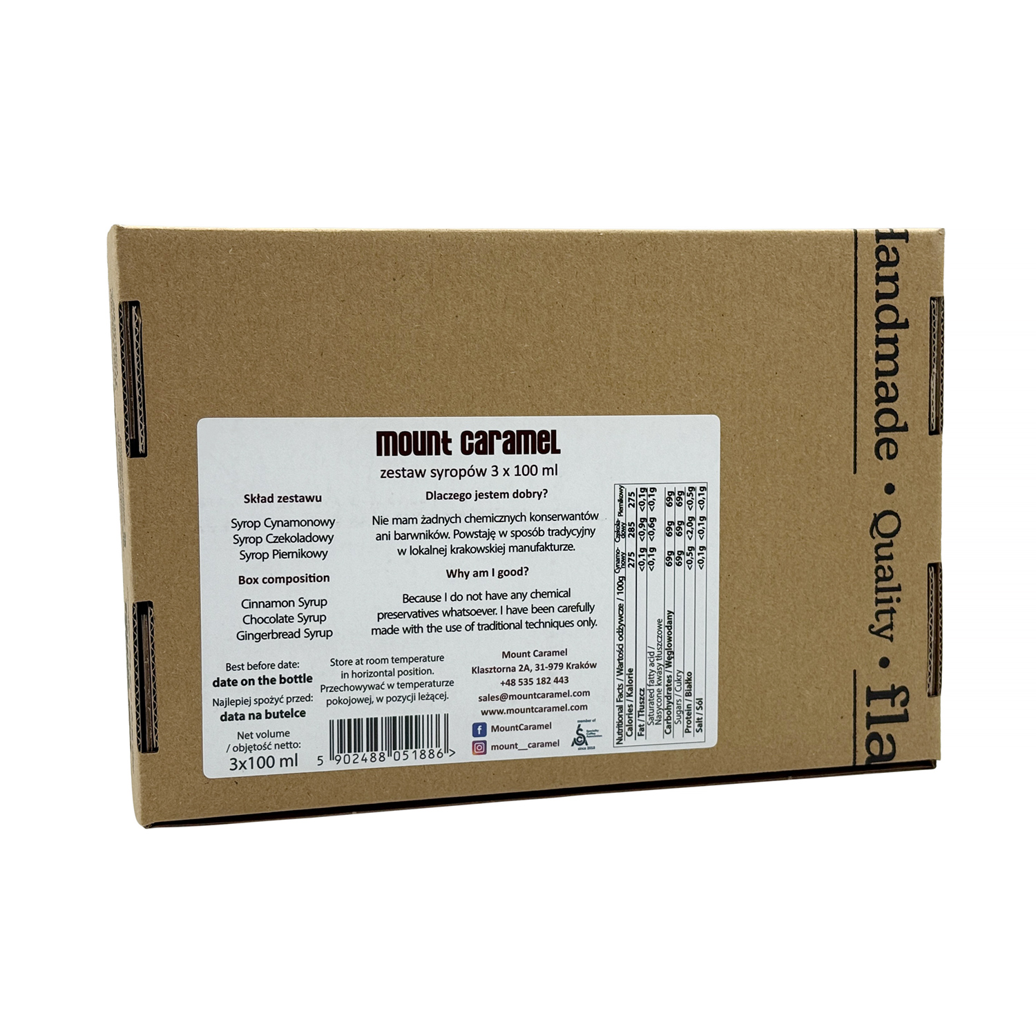 Mount Caramel - Zestaw syropów 3 x 100ml Czekolada - Cynamon - Piernik