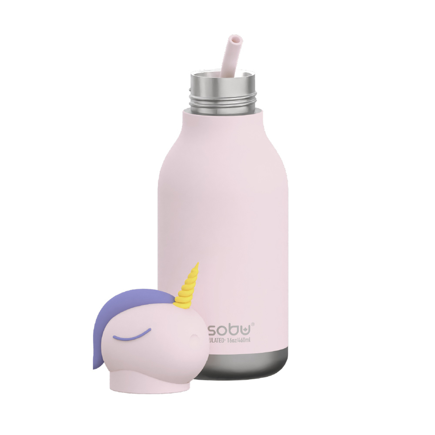 Asobu - Bestie Unicorn - 460 ml Insulated Bottle with Straw