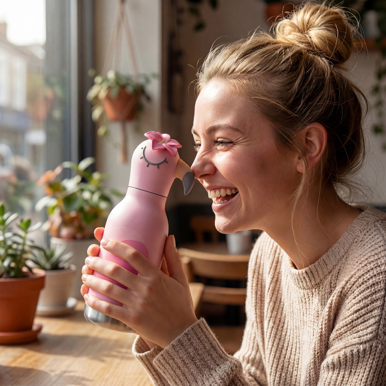 Asobu - Bestie Flamingo - 460 ml Insulated Bottle with Straw