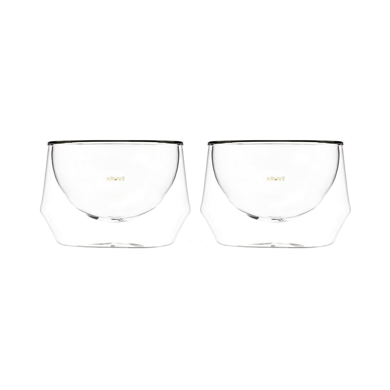 KRUVE PROPEL Espresso Glass, Hand Made, Double-wall, Clear,  2.5oz, Scientific Design (set of two): Espresso Cups