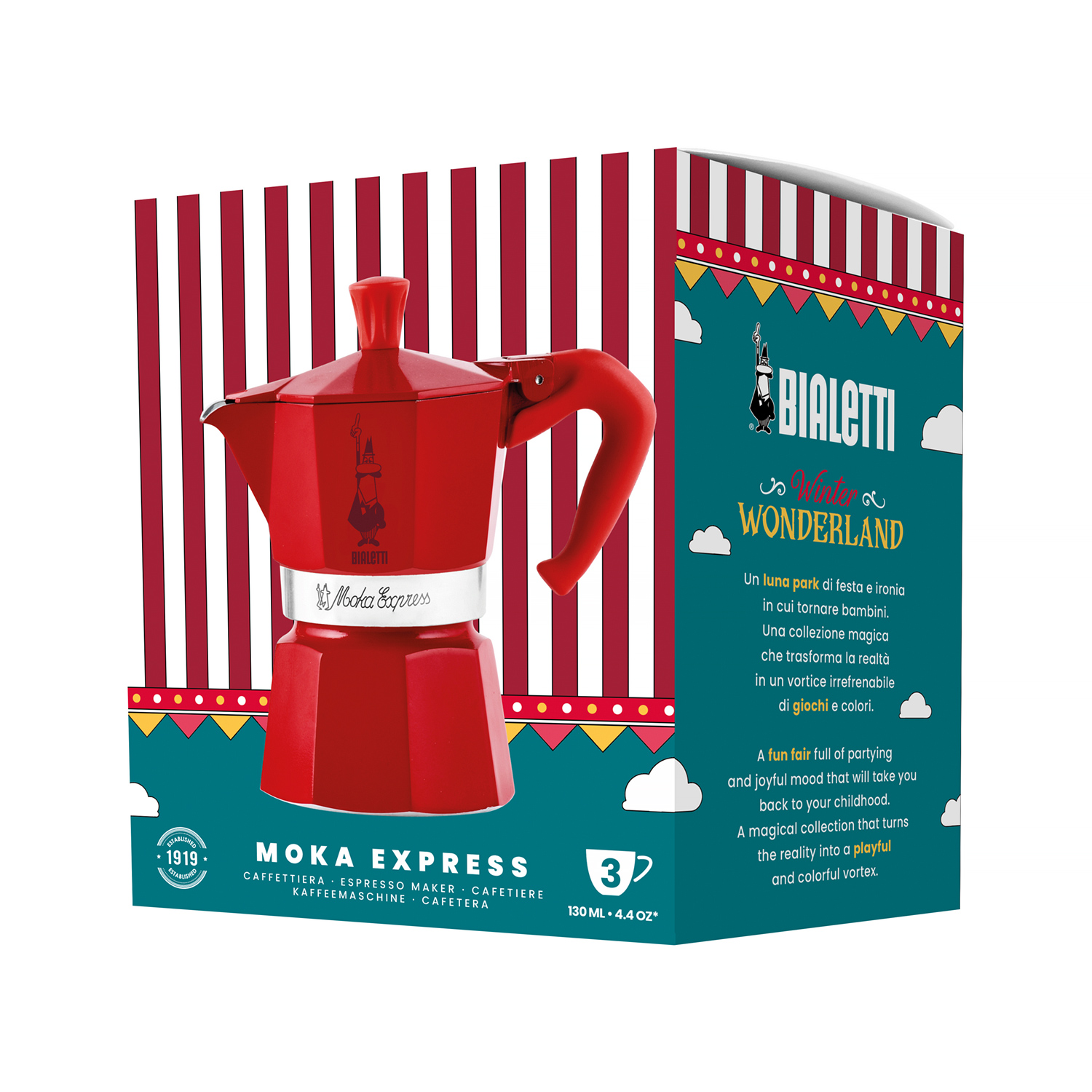 Bialetti - Moka Express Winter Wonderland 3tz Czerwona