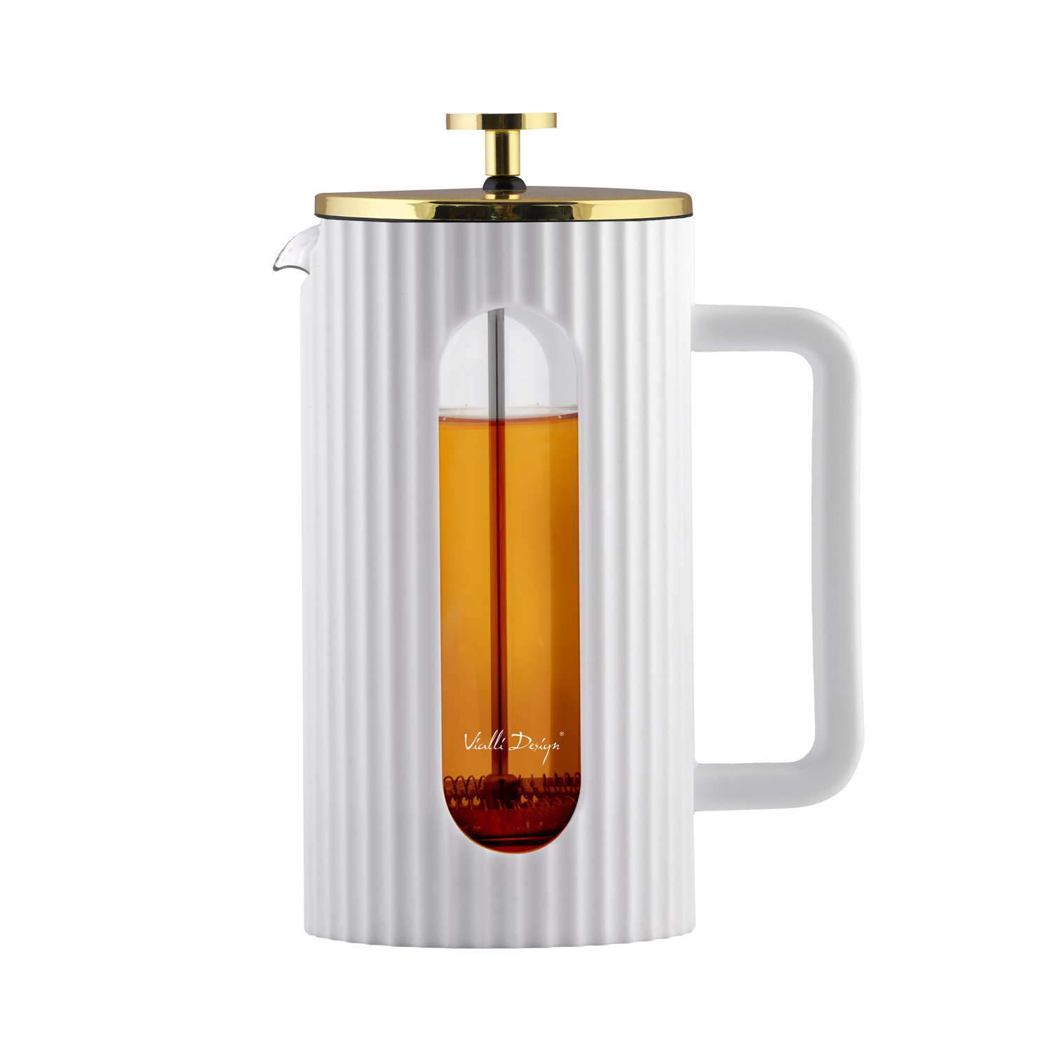 Vialli Design - French press Livio 1 l biało-złoty