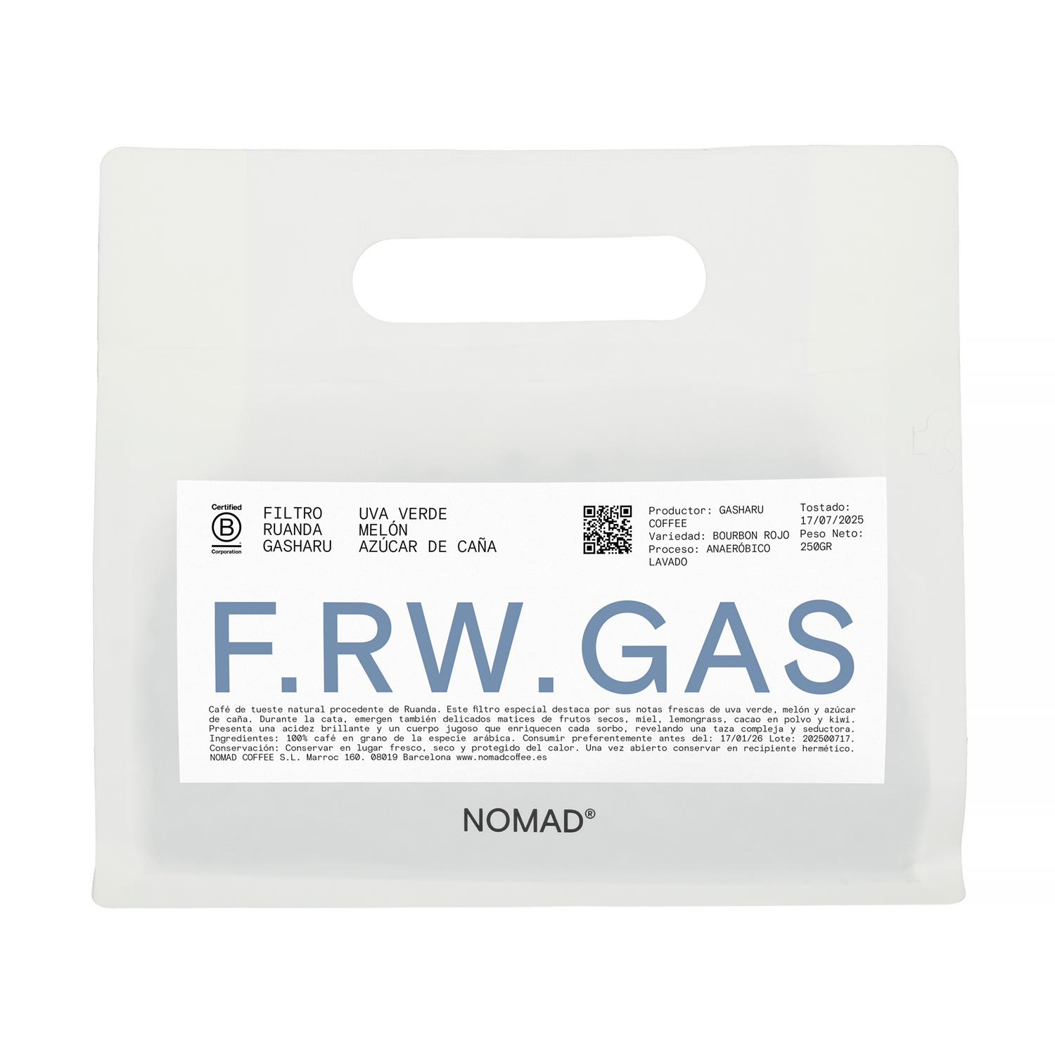 Nomad Coffee - Rwanda Gasharu Ireme Washed Filter 250 g