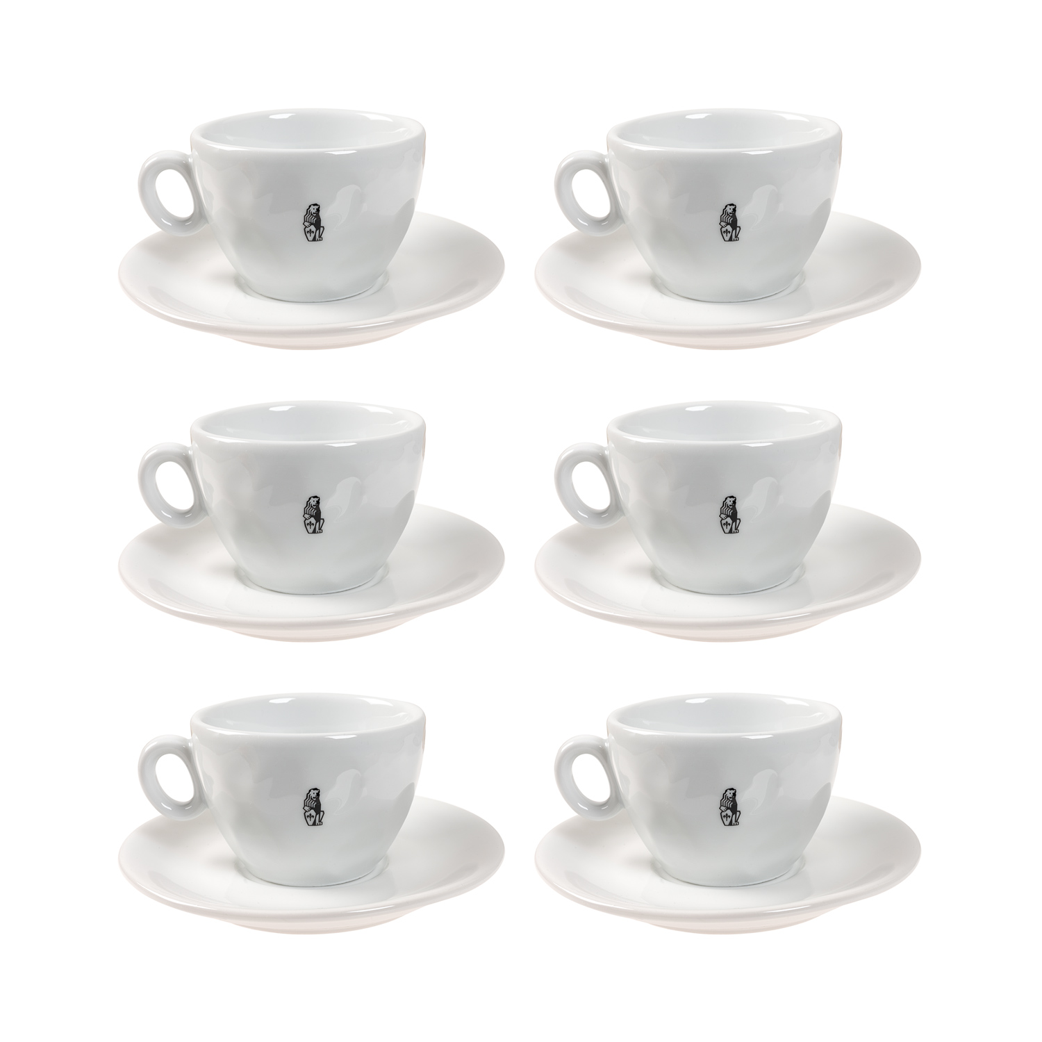 La Marzocco - zestaw 6 filiżanek ze spodkami do cappuccino Lion 210 ml - biały