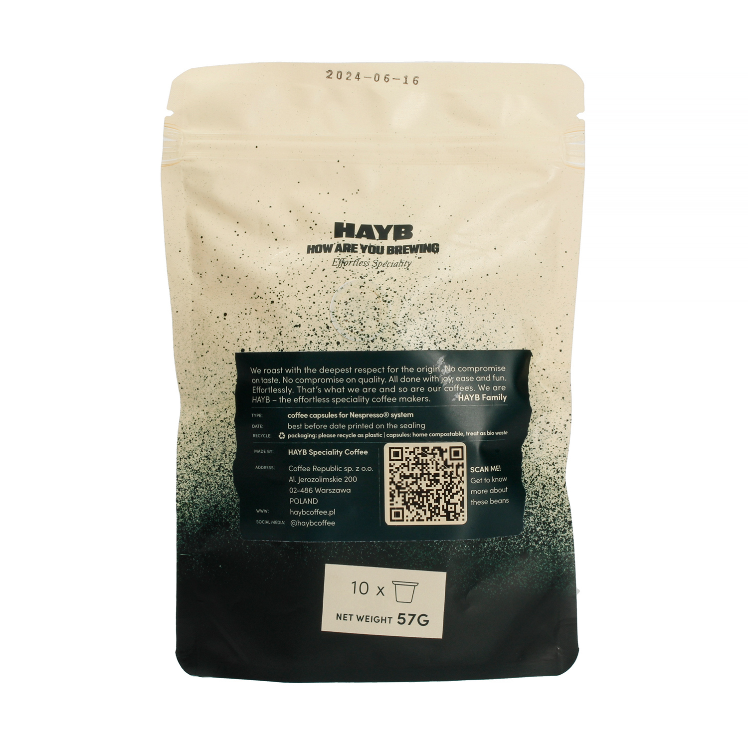 HAYB - Brazil Cerrado Patrocinio Espresso - 10 Capsules