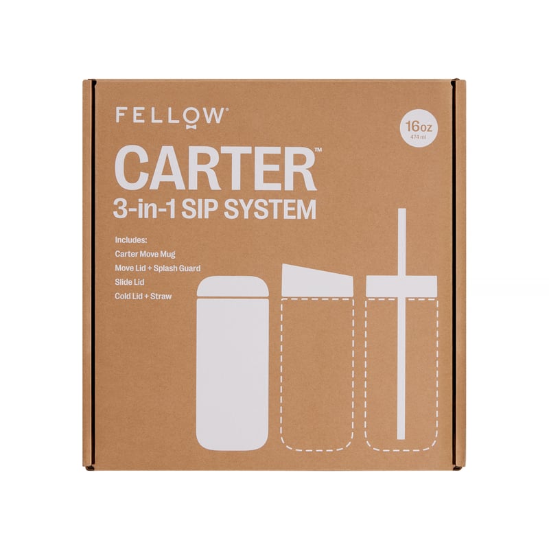 Fellow - Carter Move Mug 3 w 1 - Kubek termiczny + 3 nakrętki - Biały 473 ml