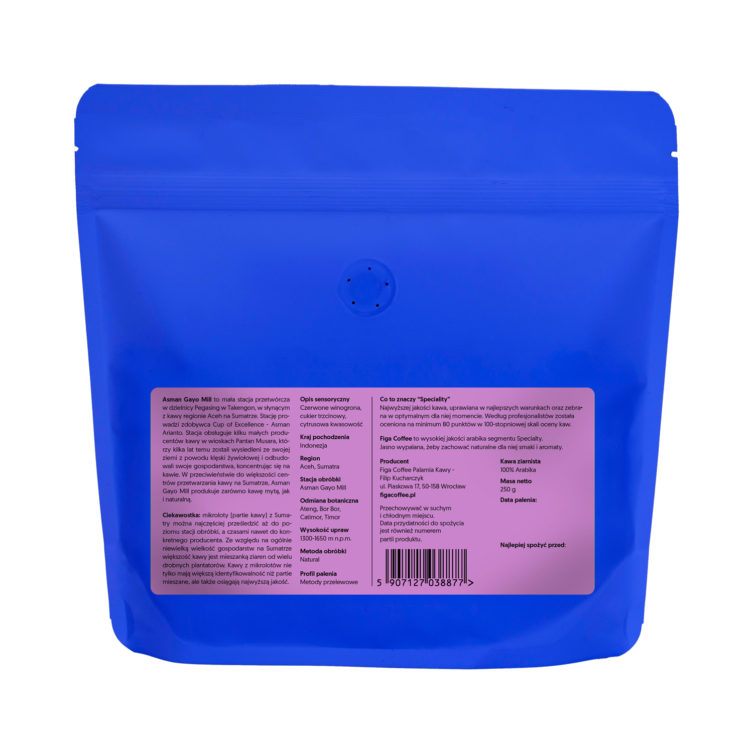 Figa Coffee - kawa ziarnista Sumatra Asman Gayo Mill Natural Filter 250 g