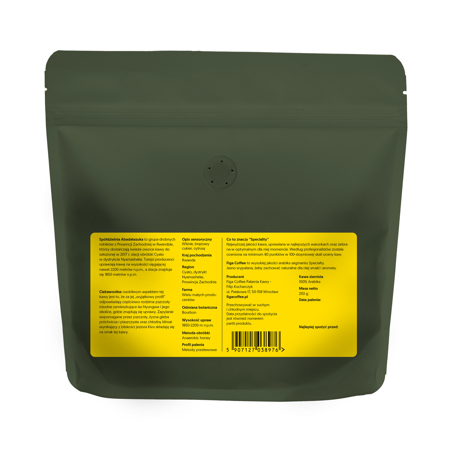 Figa Coffee - kawa ziarnista Rwanda Abadatezuka Cooperative Anaerobic Honey Filter 250 g