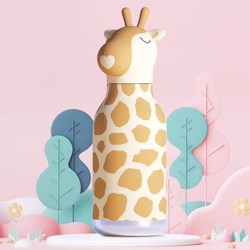 Asobu - Bestie Giraffe - 460 ml Insulated Bottle with Straw