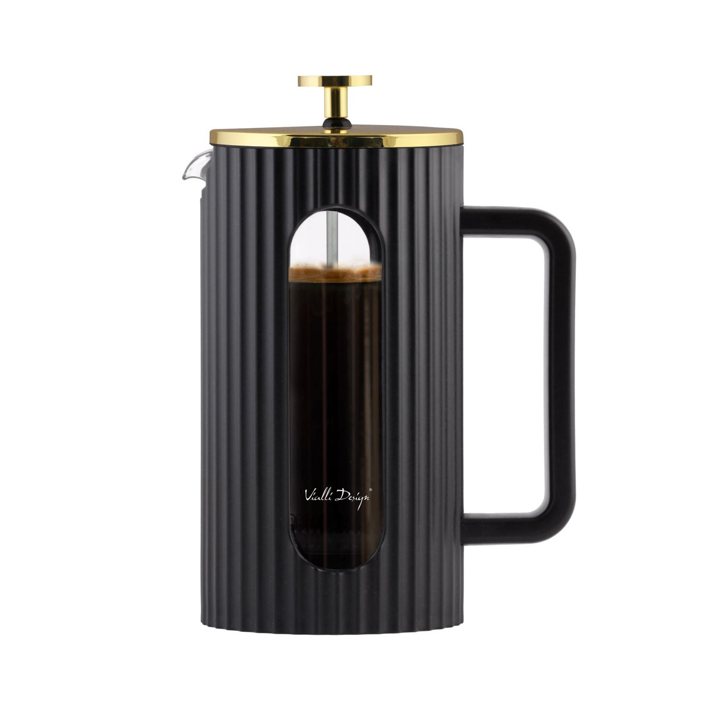 Vialli Design - french press szklany LIVIO 1l czarno-złoty