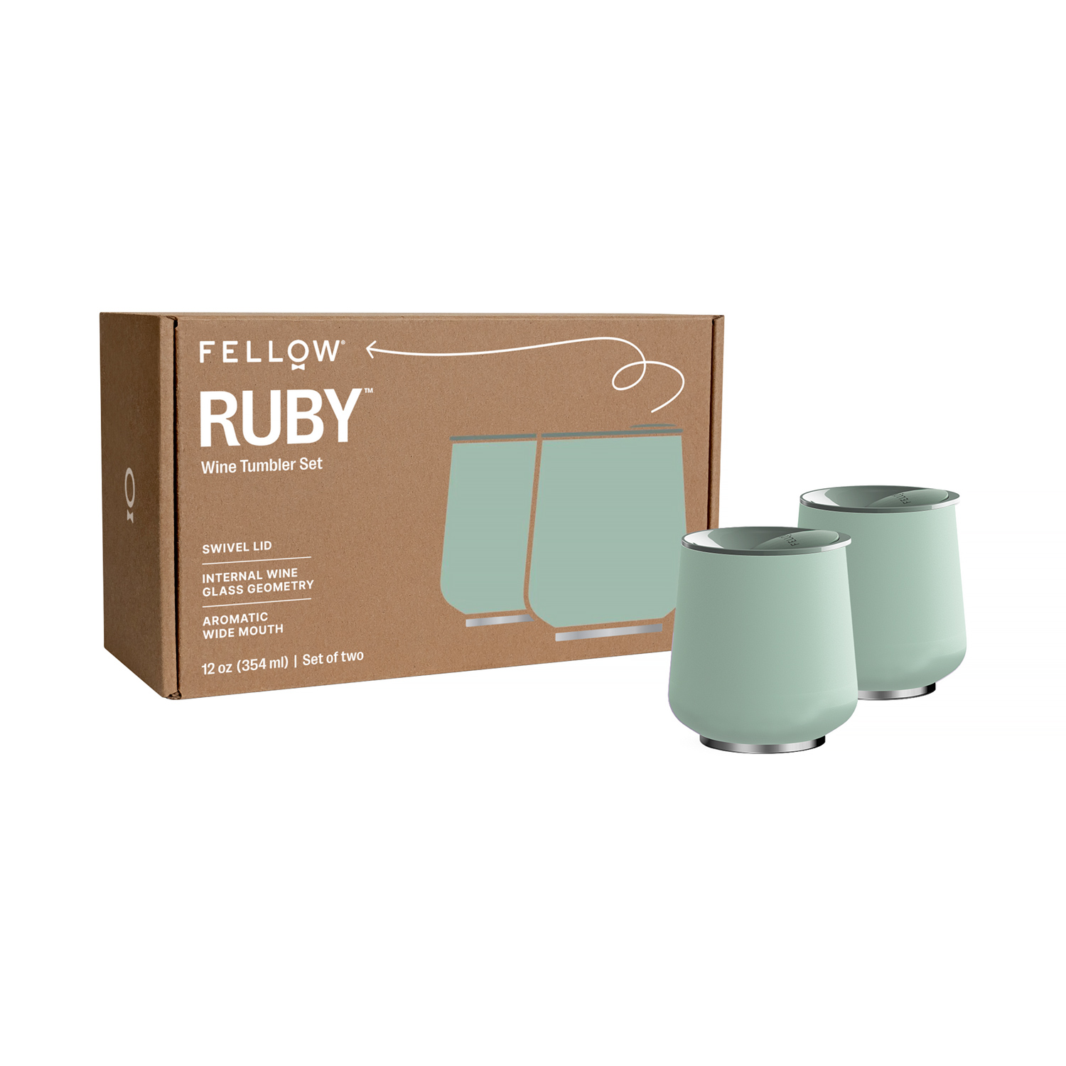 Fellow - Ruby Wine Tumbler - Zestaw 2 kubków termicznych - Miętowy 355 ml