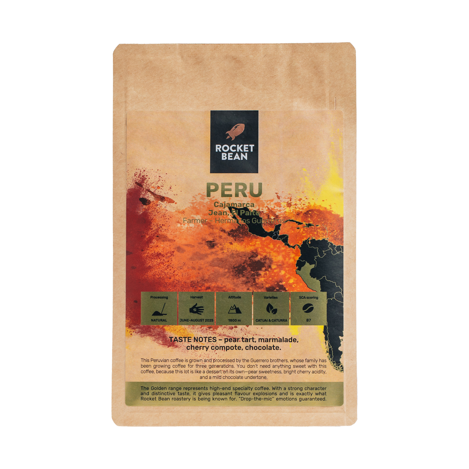 Rocket Bean - kawa ziarnista Peru Hermanos Guerreros Natural Filter 200 g