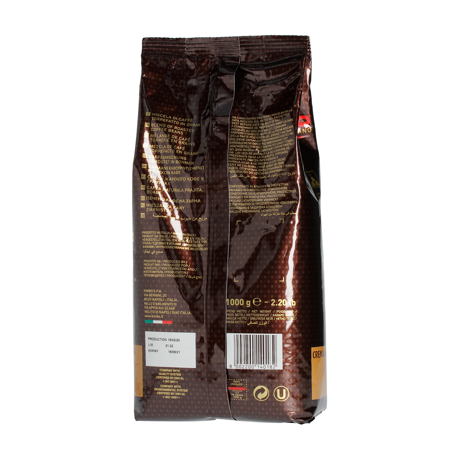 Kimbo Espresso Bar Crema Suprema - Coffee Beans 1kg